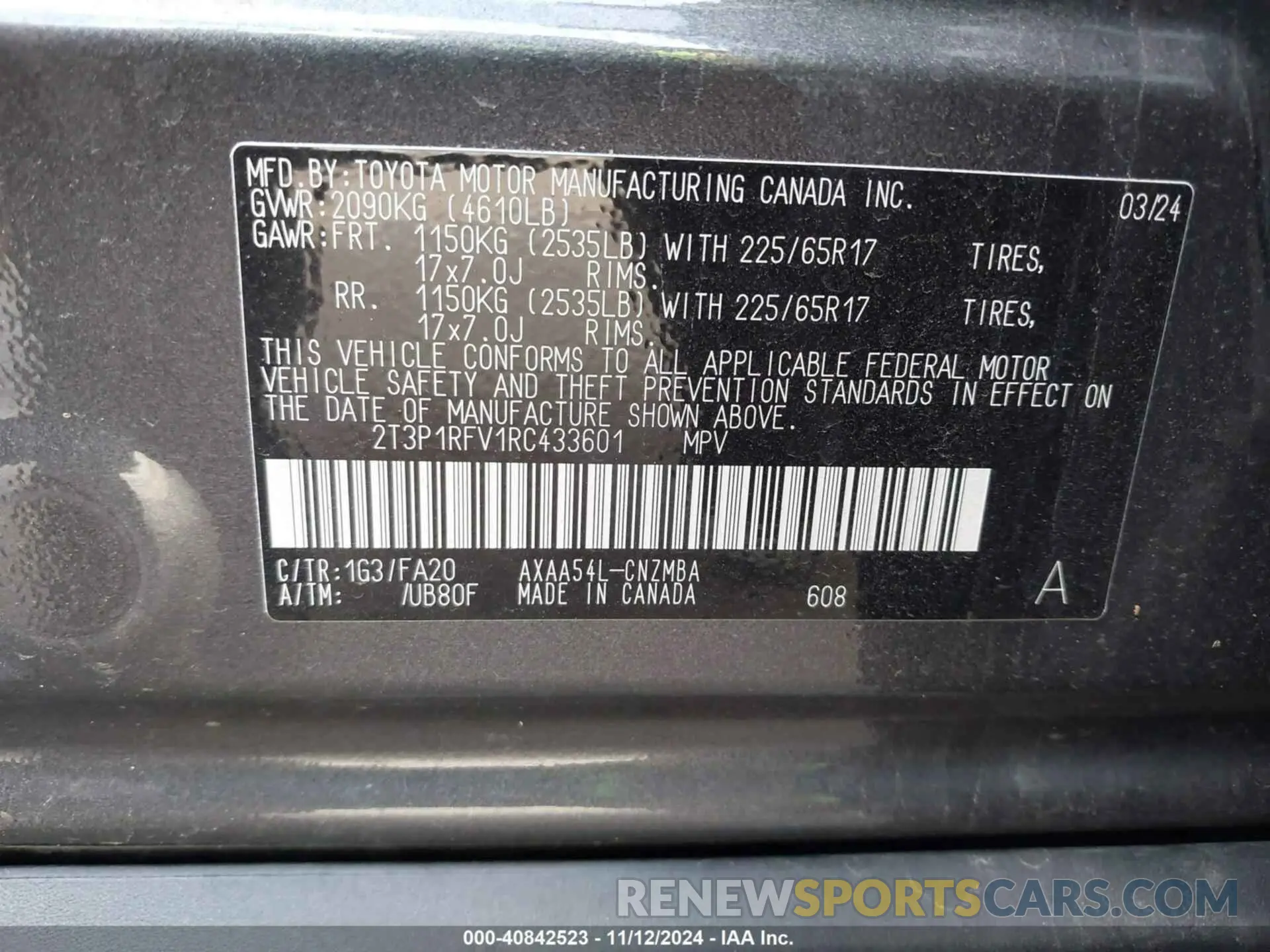9 Photograph of a damaged car 2T3P1RFV1RC433601 TOYOTA RAV4 2024