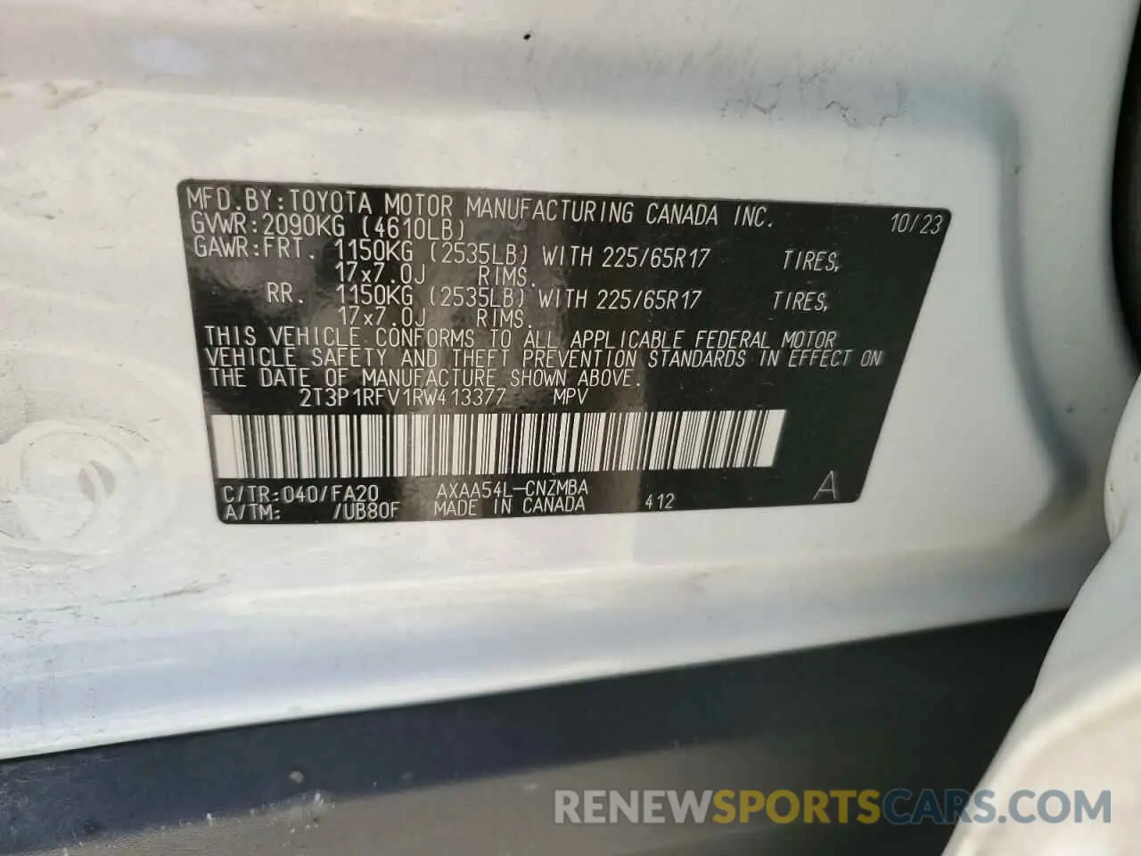 13 Photograph of a damaged car 2T3P1RFV1RW413377 TOYOTA RAV4 2024