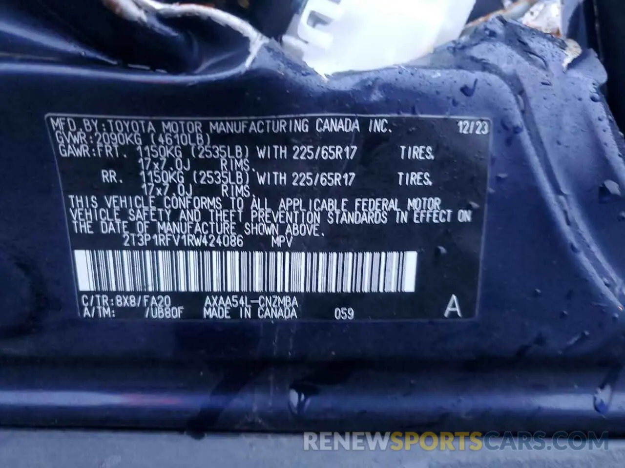 13 Photograph of a damaged car 2T3P1RFV1RW424086 TOYOTA RAV4 2024