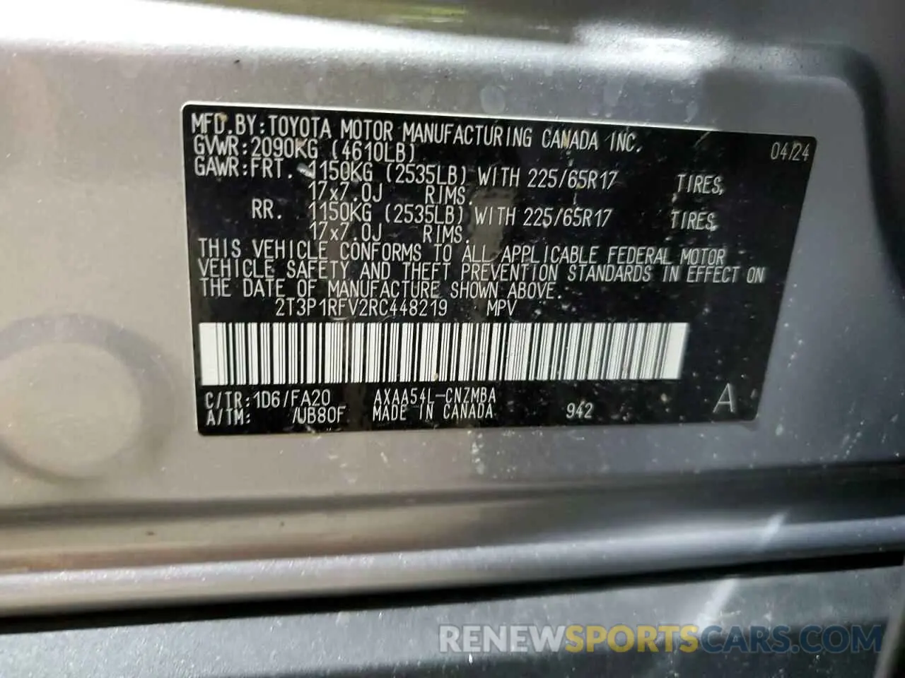 13 Photograph of a damaged car 2T3P1RFV2RC448219 TOYOTA RAV4 2024