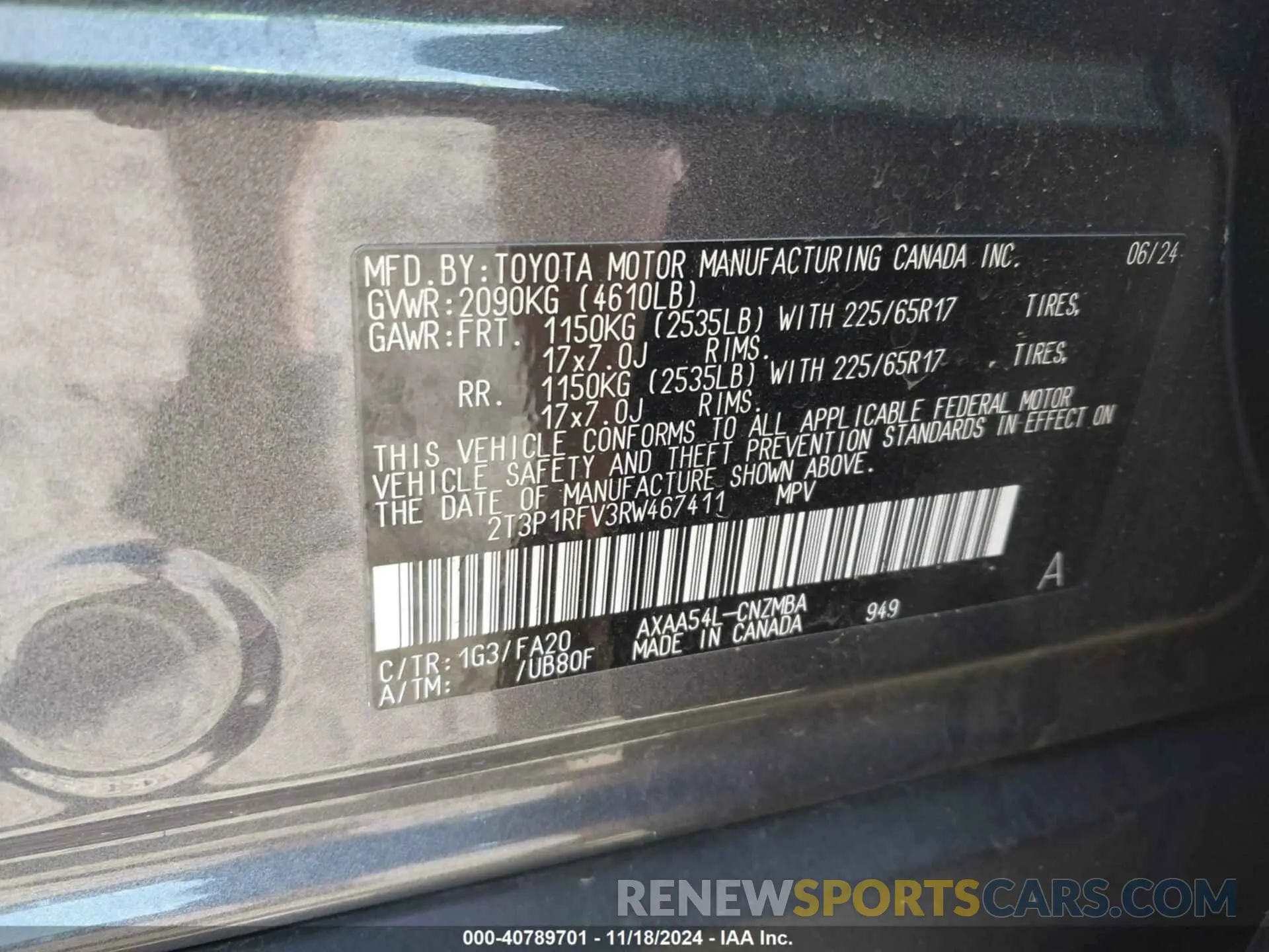 9 Photograph of a damaged car 2T3P1RFV3RW467411 TOYOTA RAV4 2024