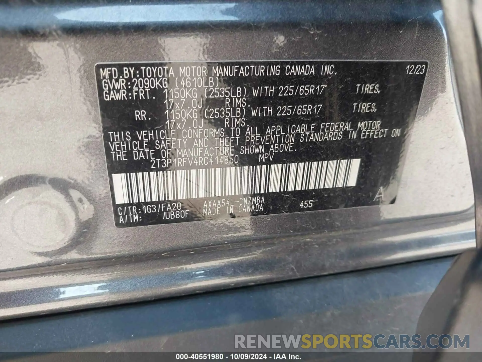 9 Photograph of a damaged car 2T3P1RFV4RC414850 TOYOTA RAV4 2024