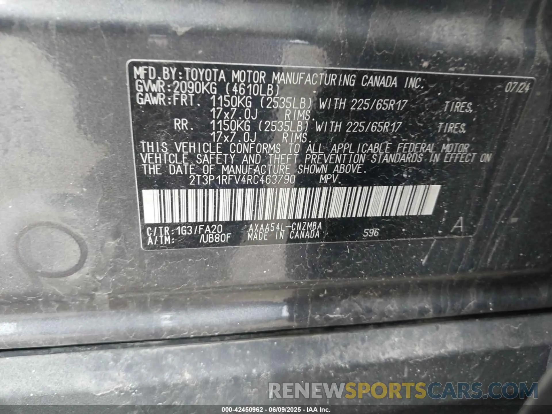 9 Photograph of a damaged car 2T3P1RFV4RC463790 TOYOTA RAV4 2024