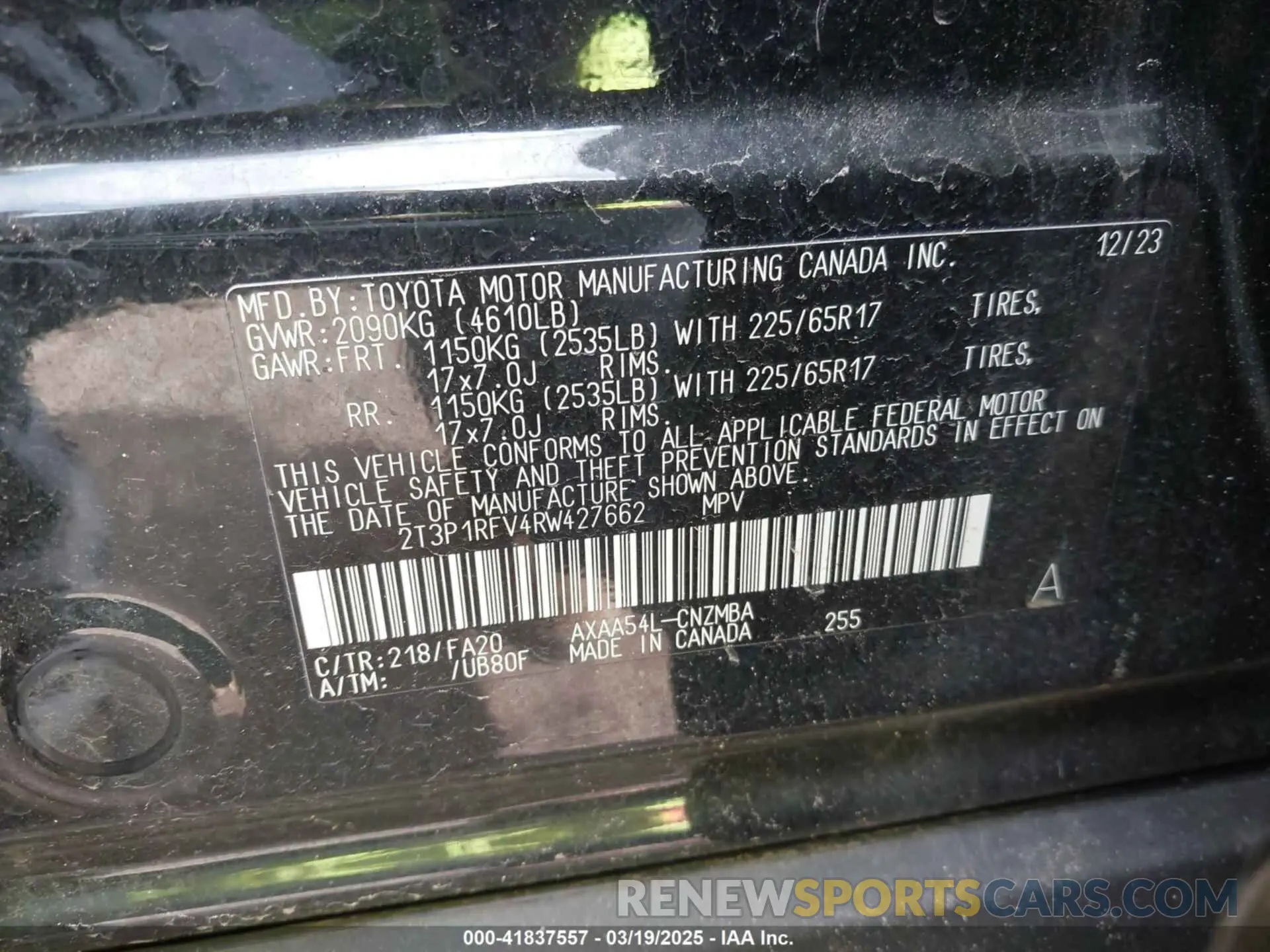 9 Photograph of a damaged car 2T3P1RFV4RW427662 TOYOTA RAV4 2024