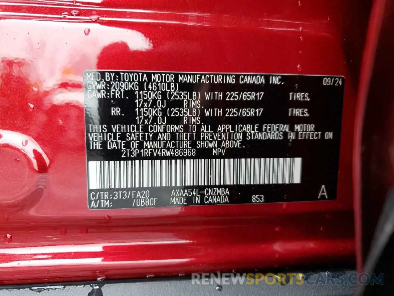 16 Photograph of a damaged car 2T3P1RFV4RW486968 TOYOTA RAV4 2024