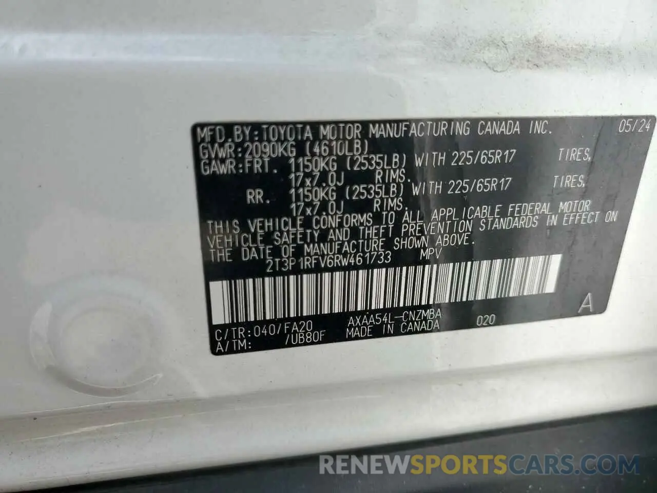 13 Photograph of a damaged car 2T3P1RFV6RW461733 TOYOTA RAV4 2024
