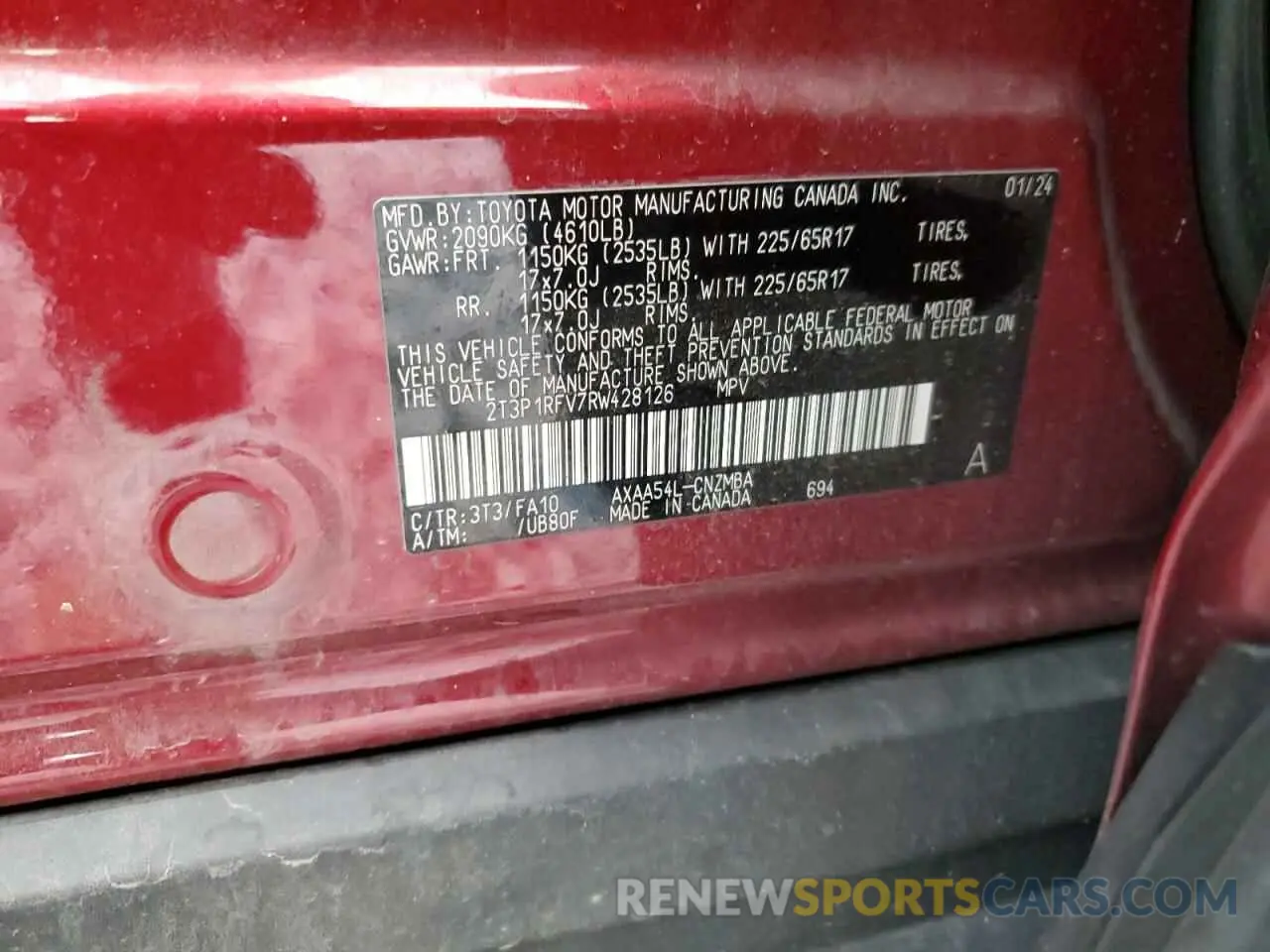 14 Photograph of a damaged car 2T3P1RFV7RW428126 TOYOTA RAV4 2024