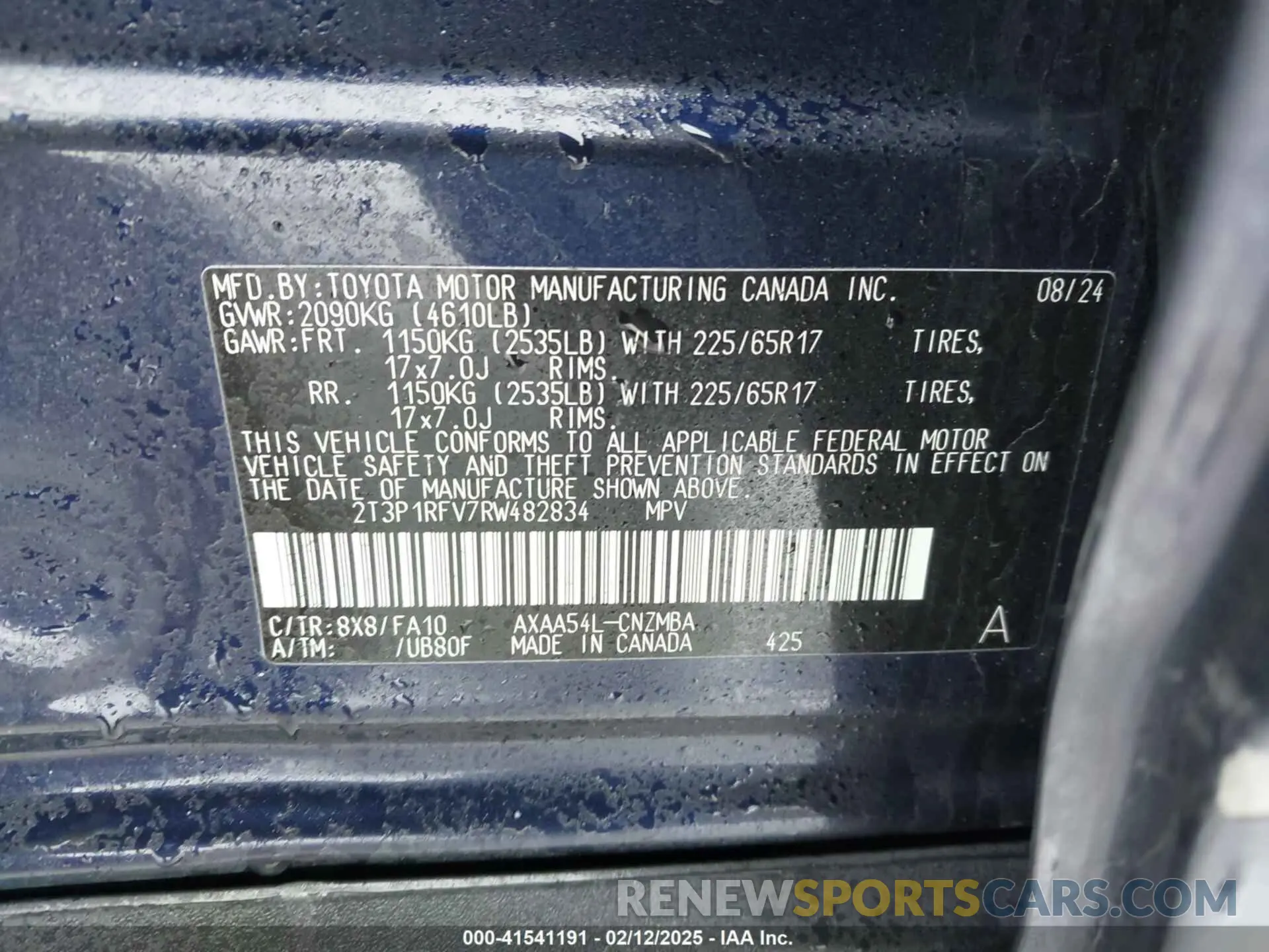 9 Photograph of a damaged car 2T3P1RFV7RW482834 TOYOTA RAV4 2024