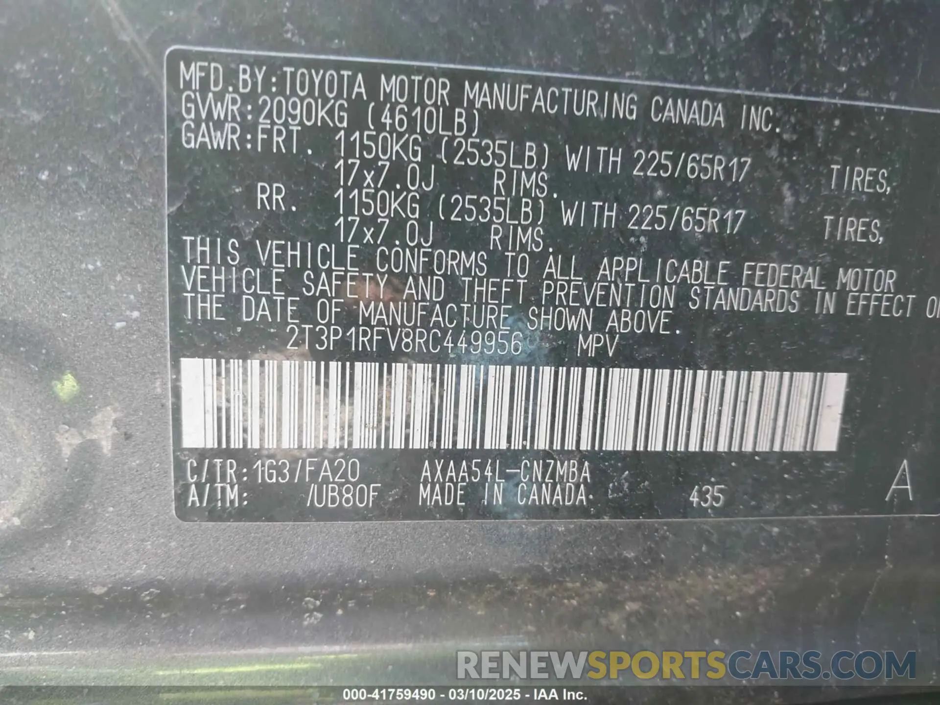9 Photograph of a damaged car 2T3P1RFV8RC449956 TOYOTA RAV4 2024