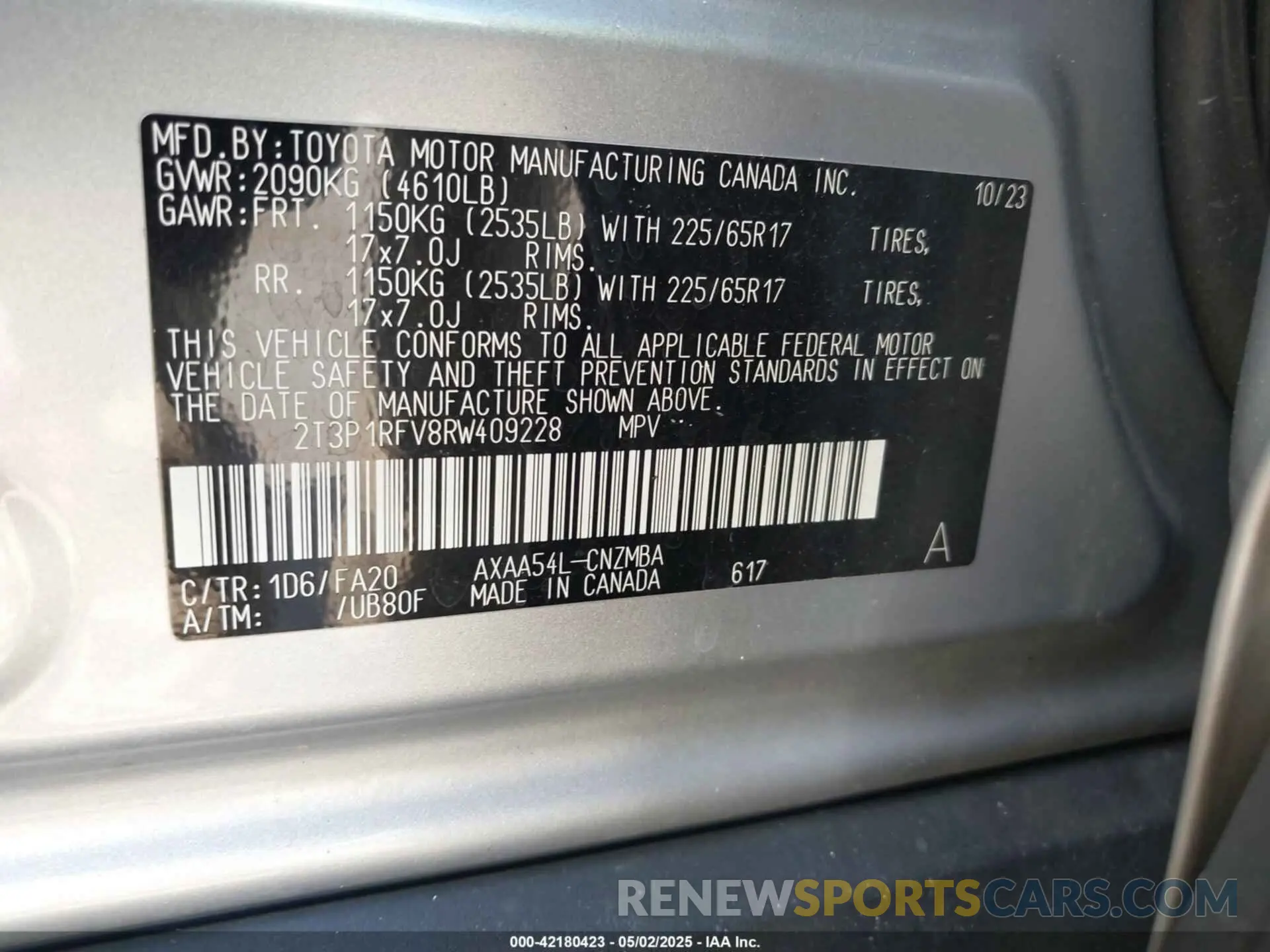 9 Photograph of a damaged car 2T3P1RFV8RW409228 TOYOTA RAV4 2024