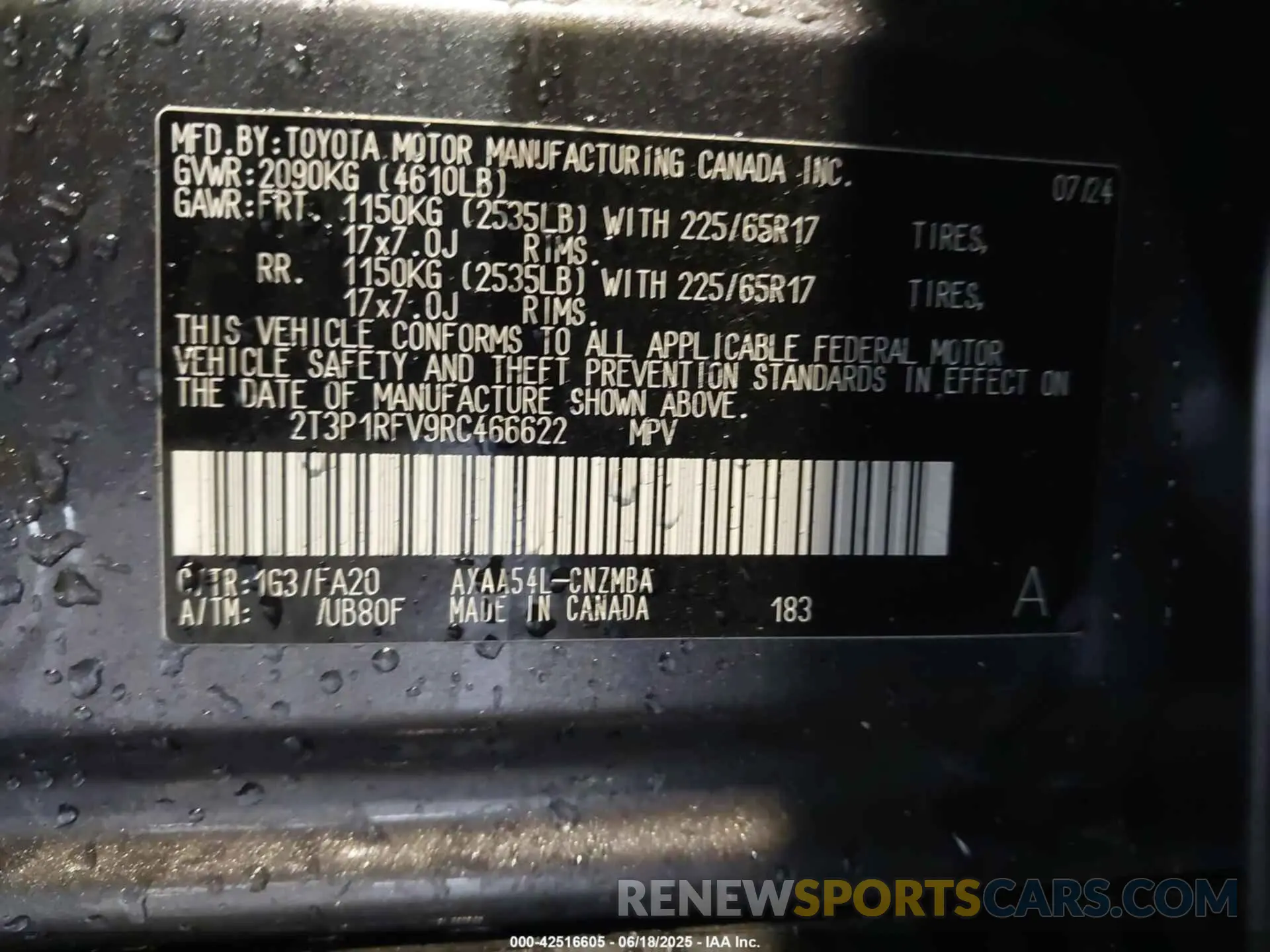 9 Photograph of a damaged car 2T3P1RFV9RC466622 TOYOTA RAV4 2024