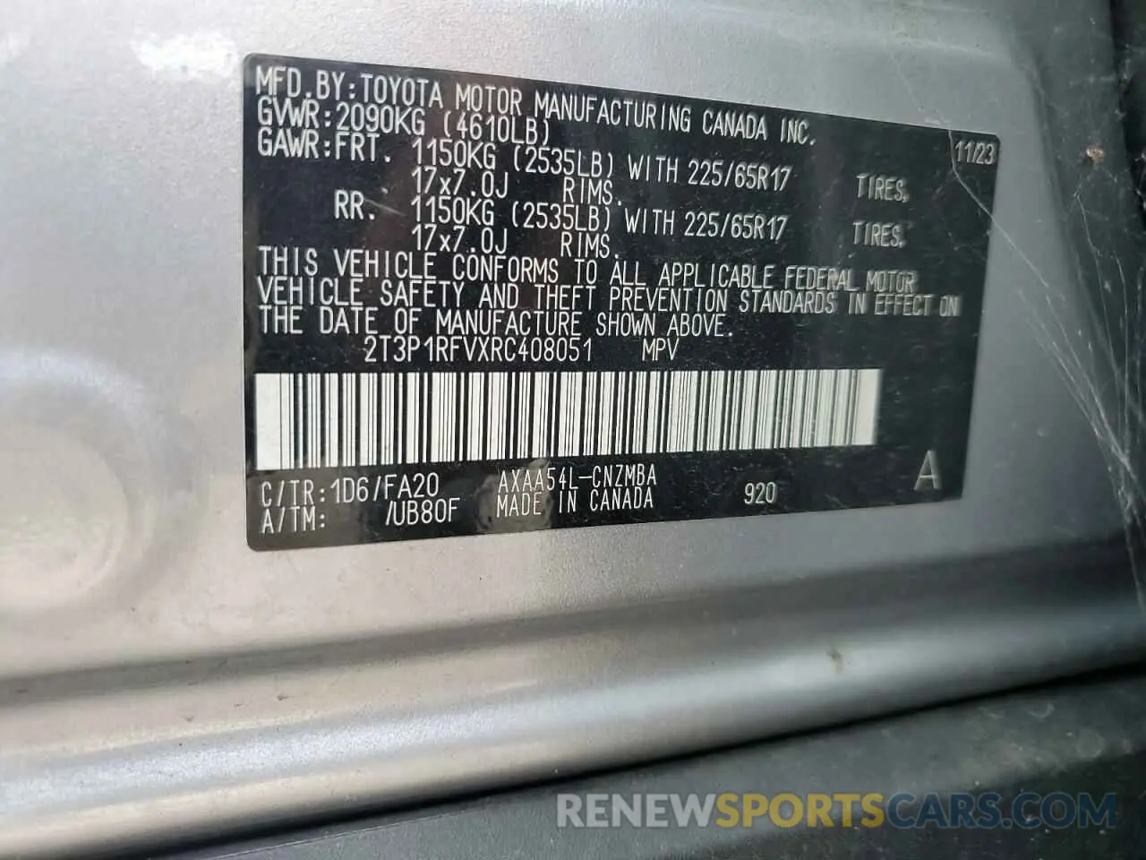 13 Photograph of a damaged car 2T3P1RFVXRC408051 TOYOTA RAV4 2024