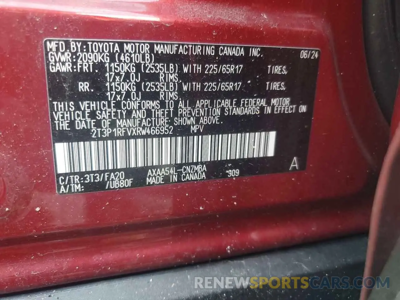 13 Photograph of a damaged car 2T3P1RFVXRW466952 TOYOTA RAV4 2024