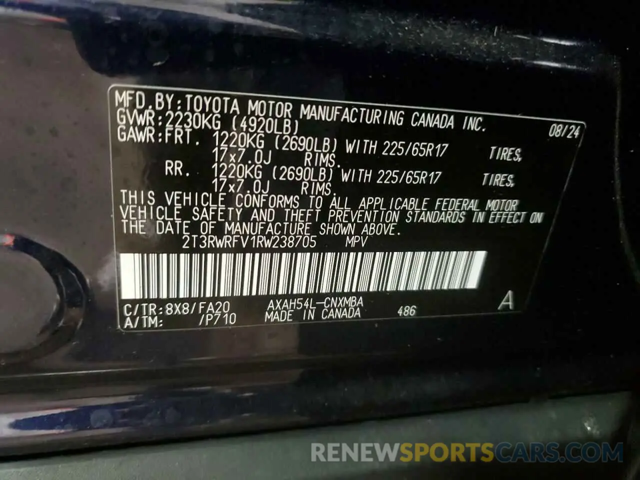 13 Photograph of a damaged car 2T3RWRFV1RW238705 TOYOTA RAV4 2024