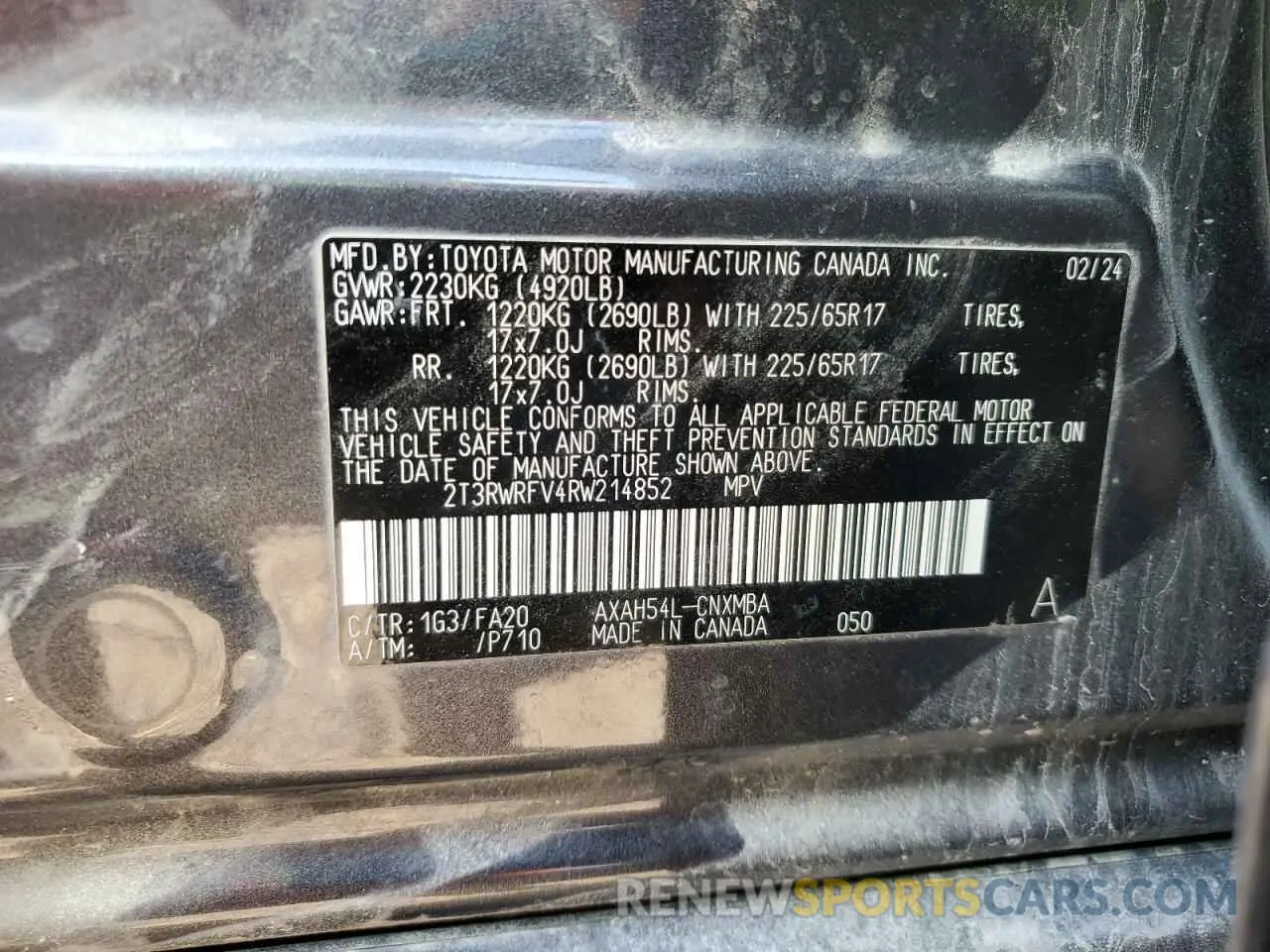 13 Photograph of a damaged car 2T3RWRFV4RW214852 TOYOTA RAV4 2024