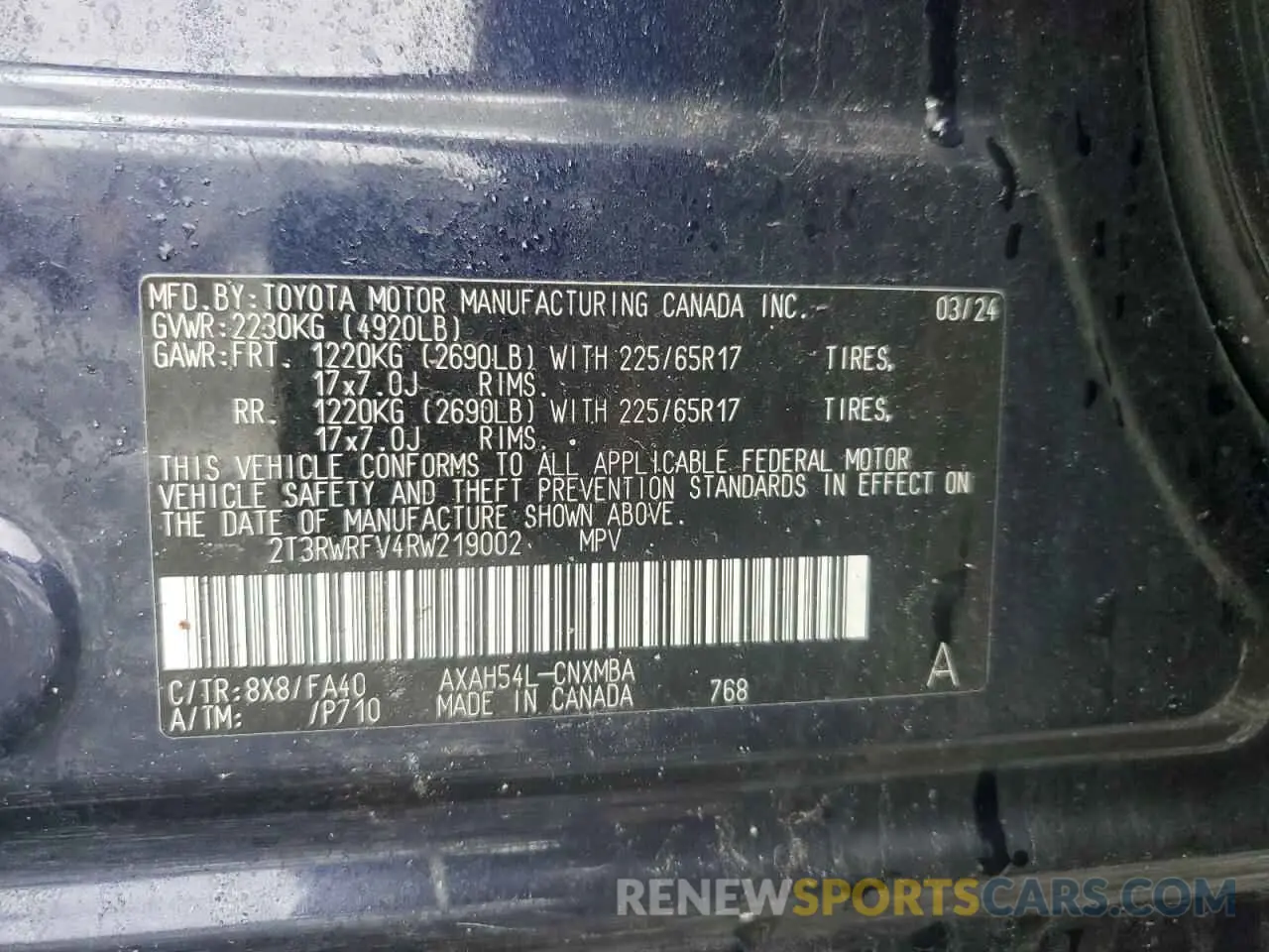 13 Photograph of a damaged car 2T3RWRFV4RW219002 TOYOTA RAV4 2024