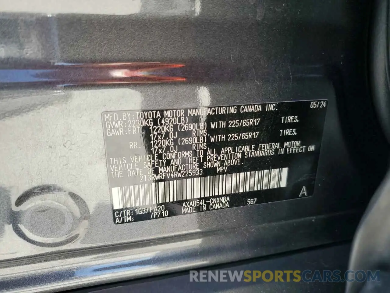 14 Photograph of a damaged car 2T3RWRFV4RW225933 TOYOTA RAV4 2024