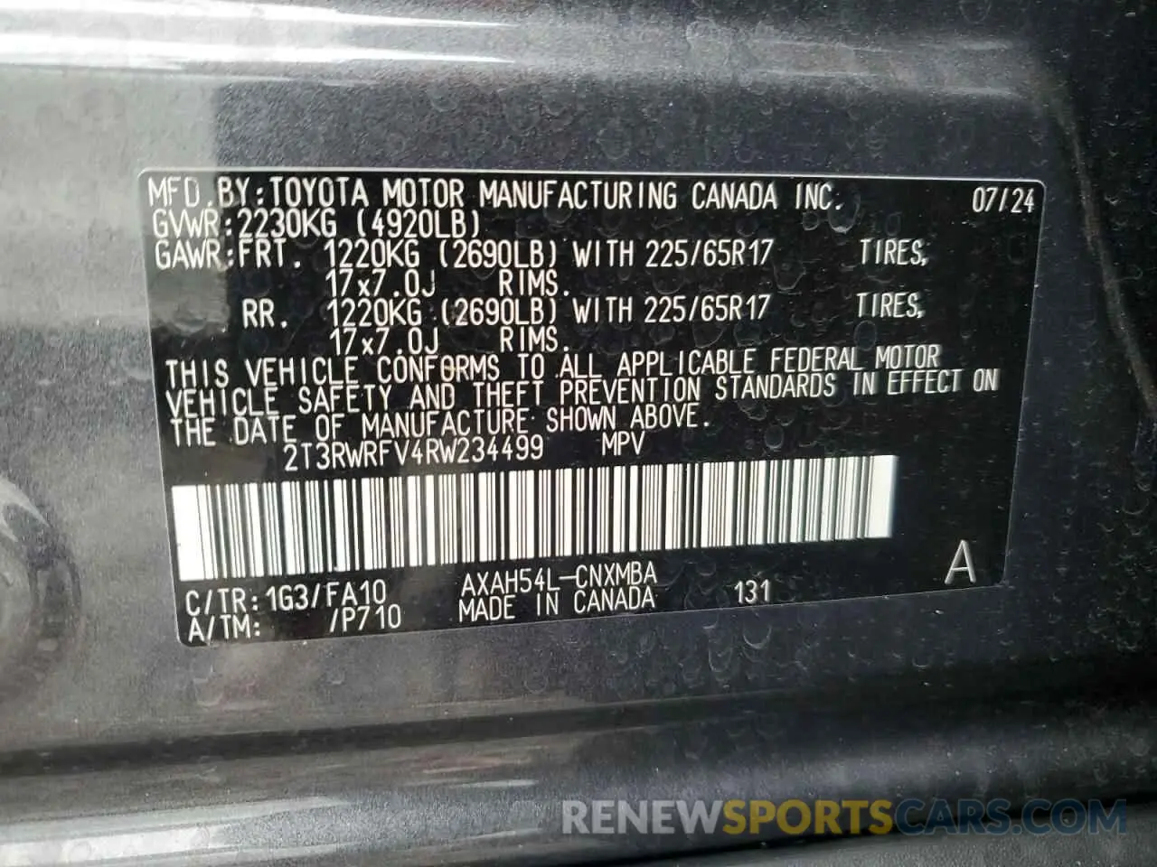13 Photograph of a damaged car 2T3RWRFV4RW234499 TOYOTA RAV4 2024