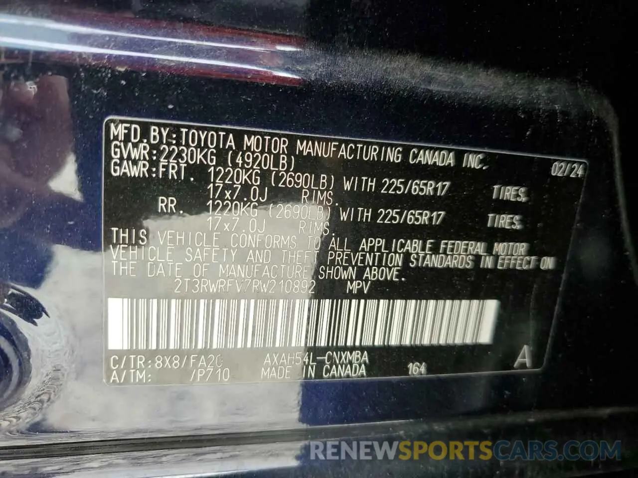 14 Photograph of a damaged car 2T3RWRFV7RW210892 TOYOTA RAV4 2024