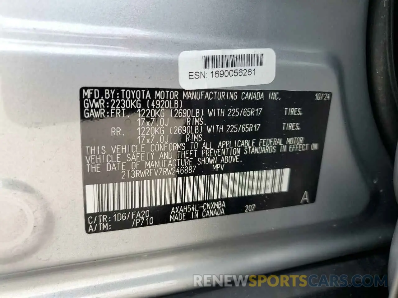 13 Photograph of a damaged car 2T3RWRFV7RW246887 TOYOTA RAV4 2024