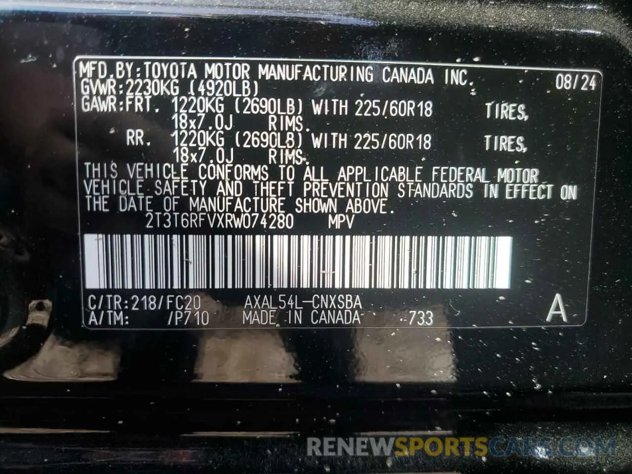 13 Photograph of a damaged car 2T3T6RFVXRW074280 TOYOTA RAV4 2024