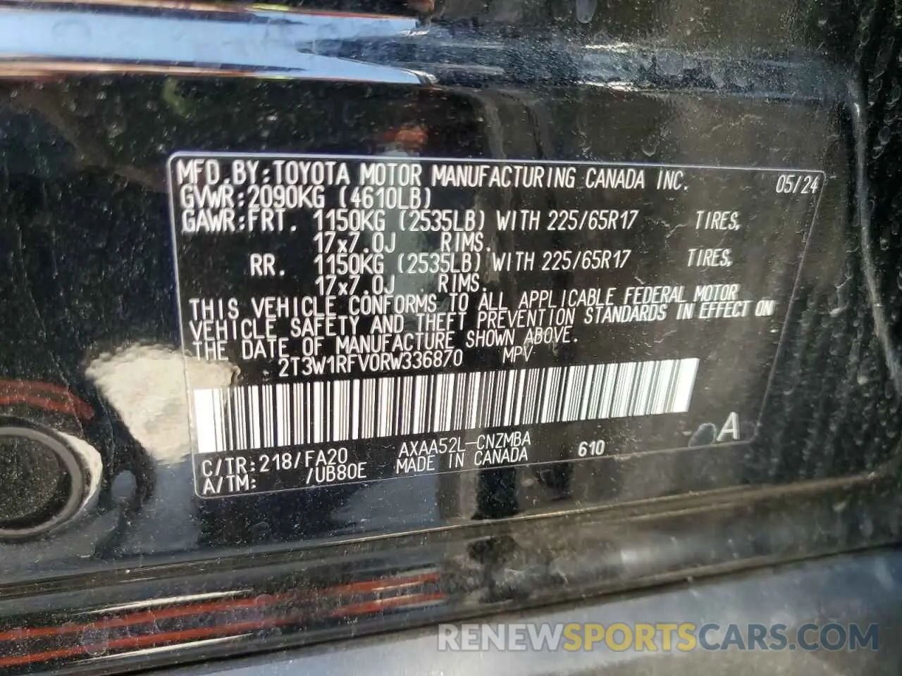 13 Photograph of a damaged car 2T3W1RFV0RW336870 TOYOTA RAV4 2024