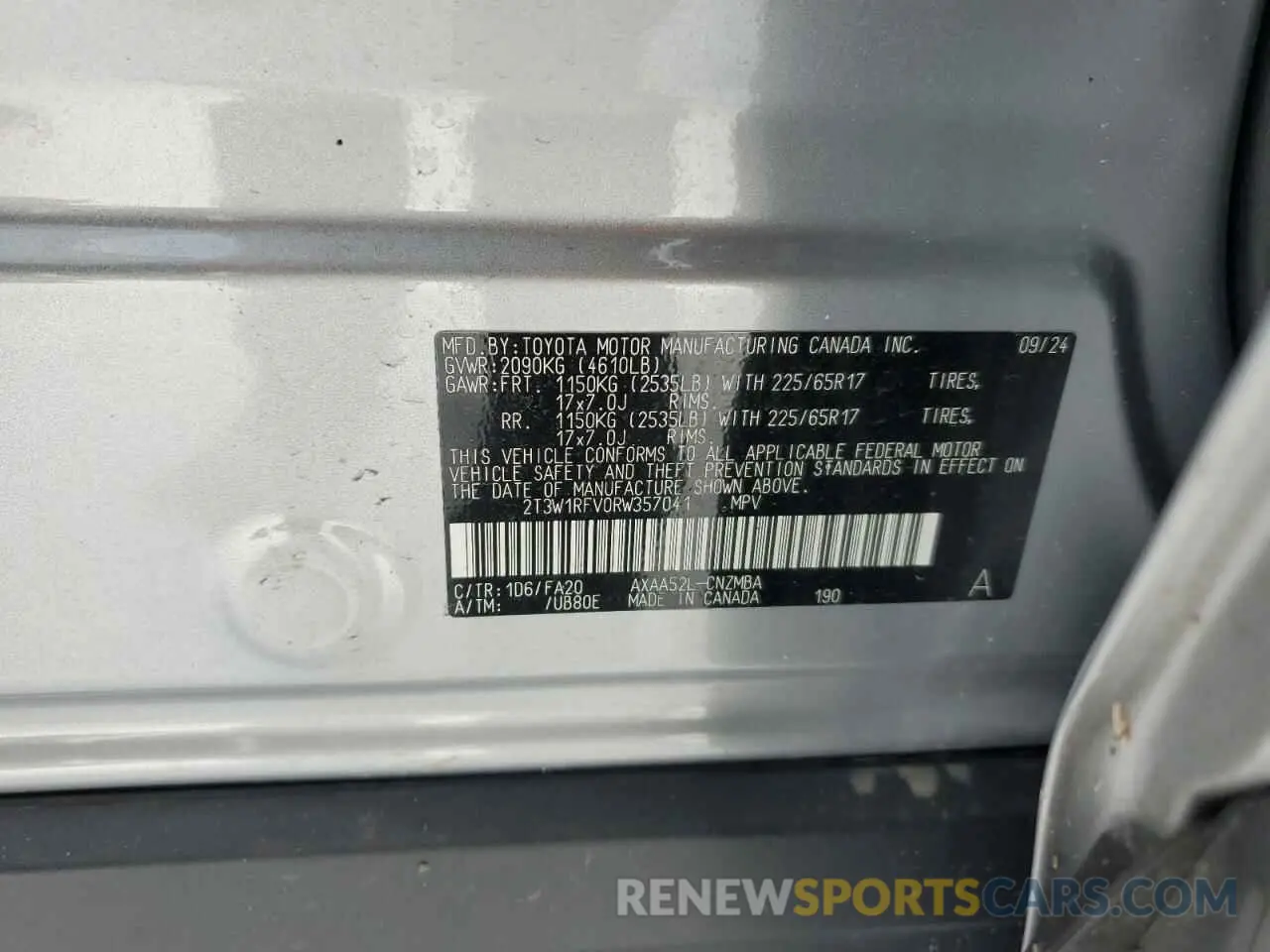14 Photograph of a damaged car 2T3W1RFV0RW357041 TOYOTA RAV4 2024