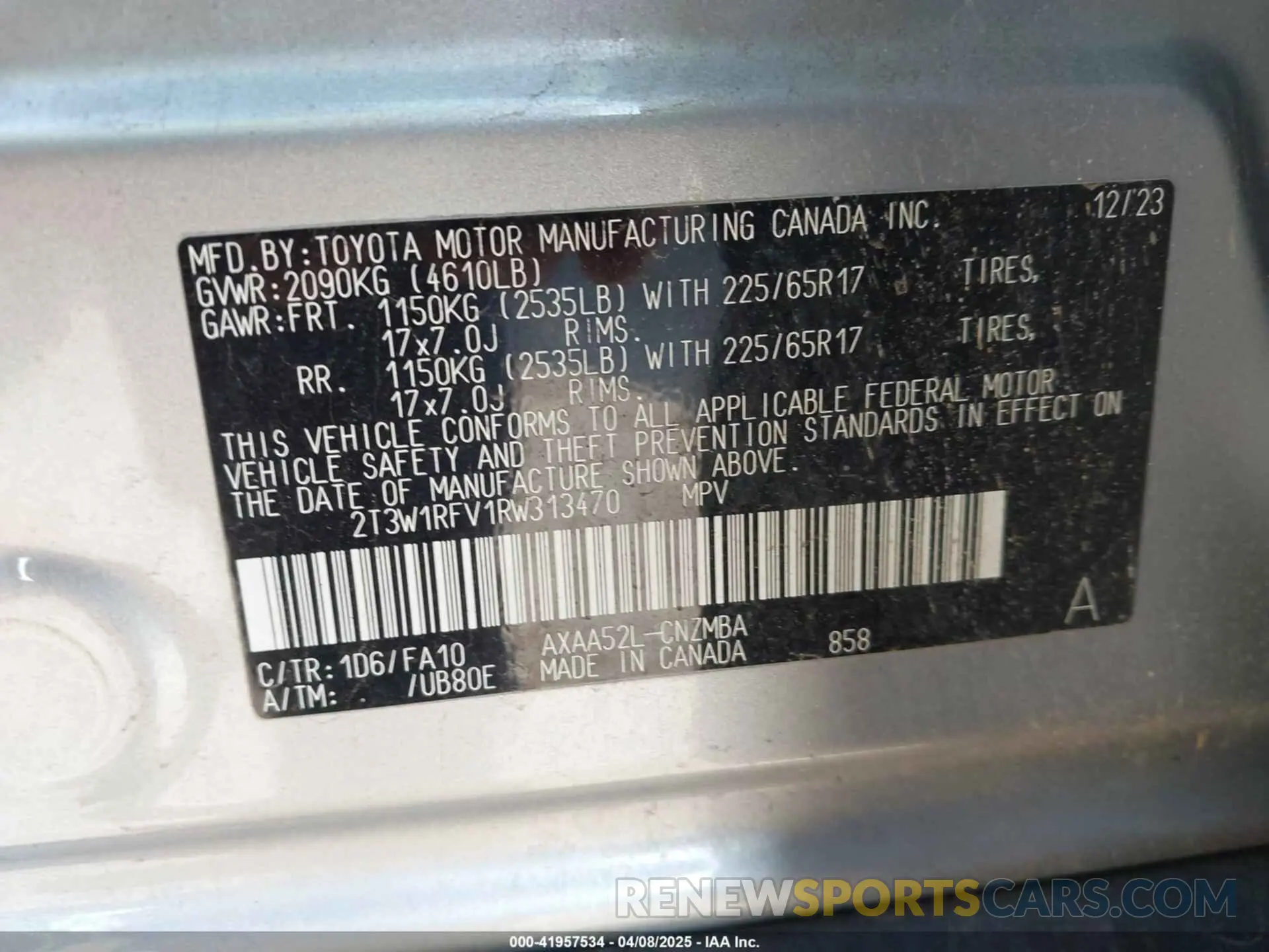 9 Photograph of a damaged car 2T3W1RFV1RW313470 TOYOTA RAV4 2024
