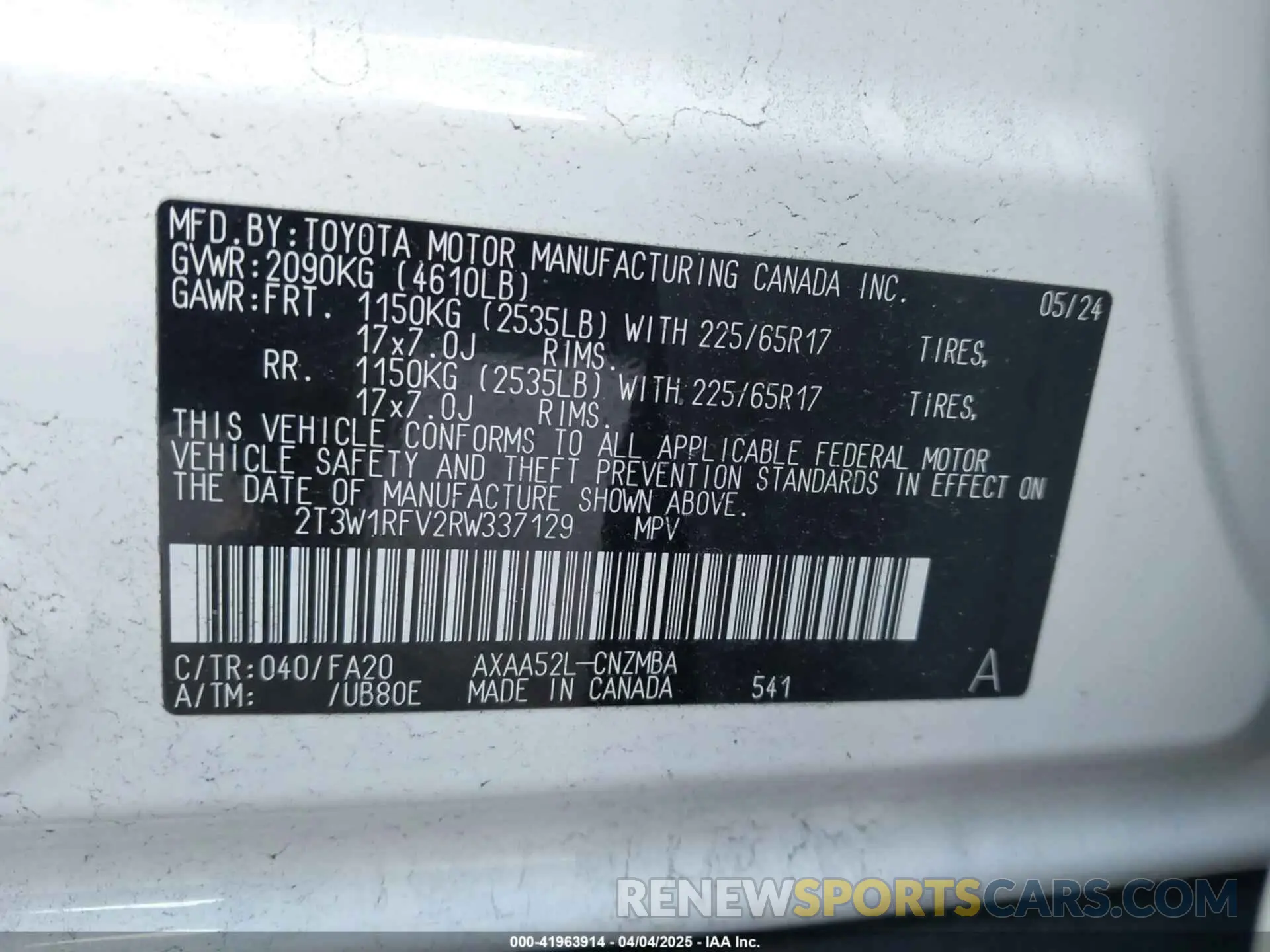 9 Photograph of a damaged car 2T3W1RFV2RW337129 TOYOTA RAV4 2024