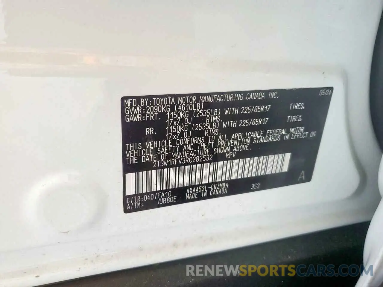 13 Photograph of a damaged car 2T3W1RFV3RC282532 TOYOTA RAV4 2024