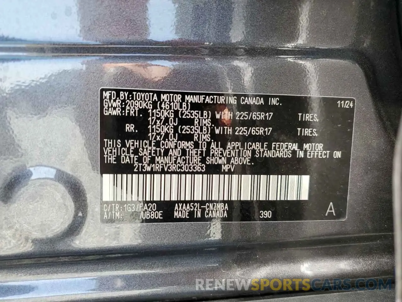 12 Photograph of a damaged car 2T3W1RFV3RC303363 TOYOTA RAV4 2024