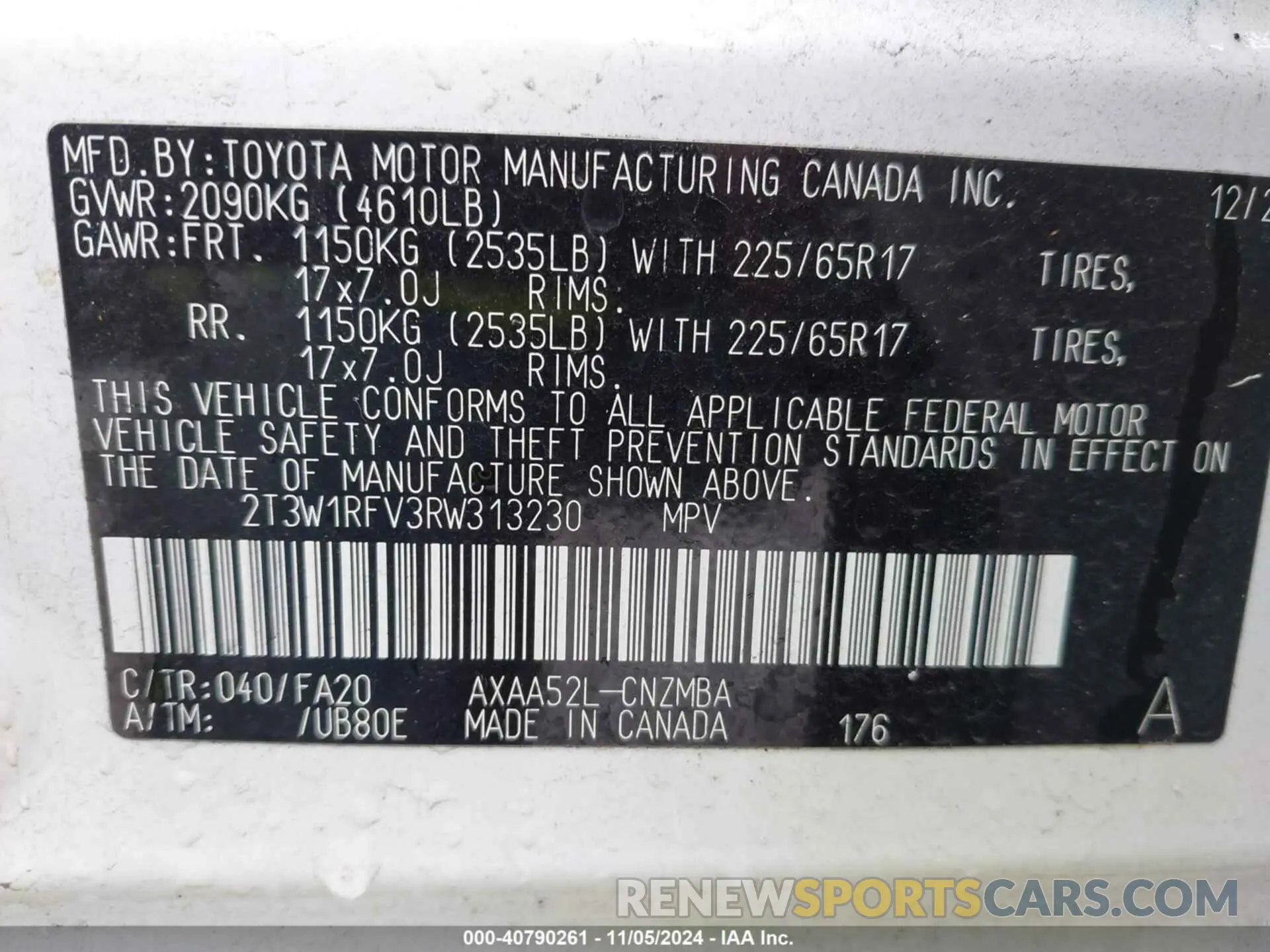 9 Photograph of a damaged car 2T3W1RFV3RW313230 TOYOTA RAV4 2024