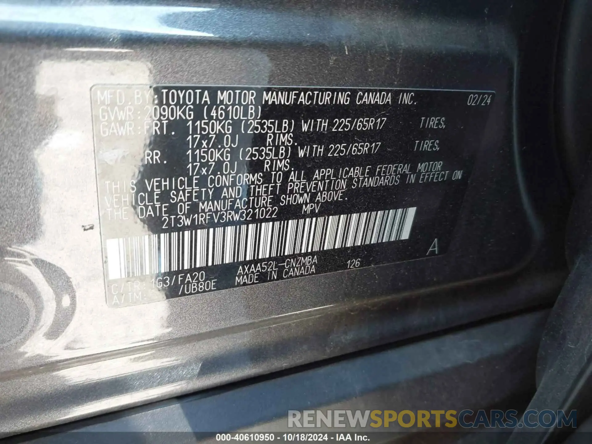 9 Photograph of a damaged car 2T3W1RFV3RW321022 TOYOTA RAV4 2024