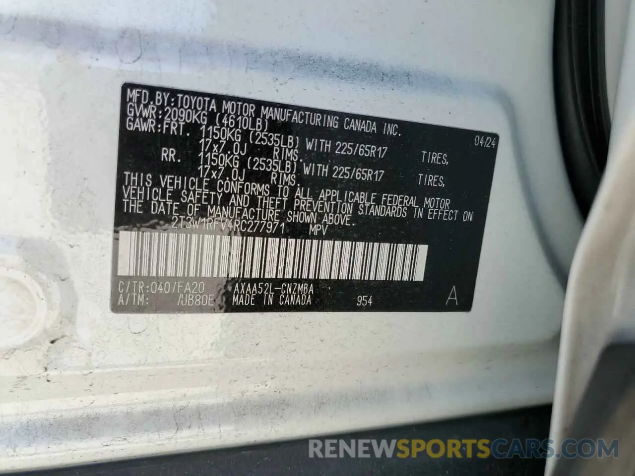 15 Photograph of a damaged car 2T3W1RFV4RC277971 TOYOTA RAV4 2024