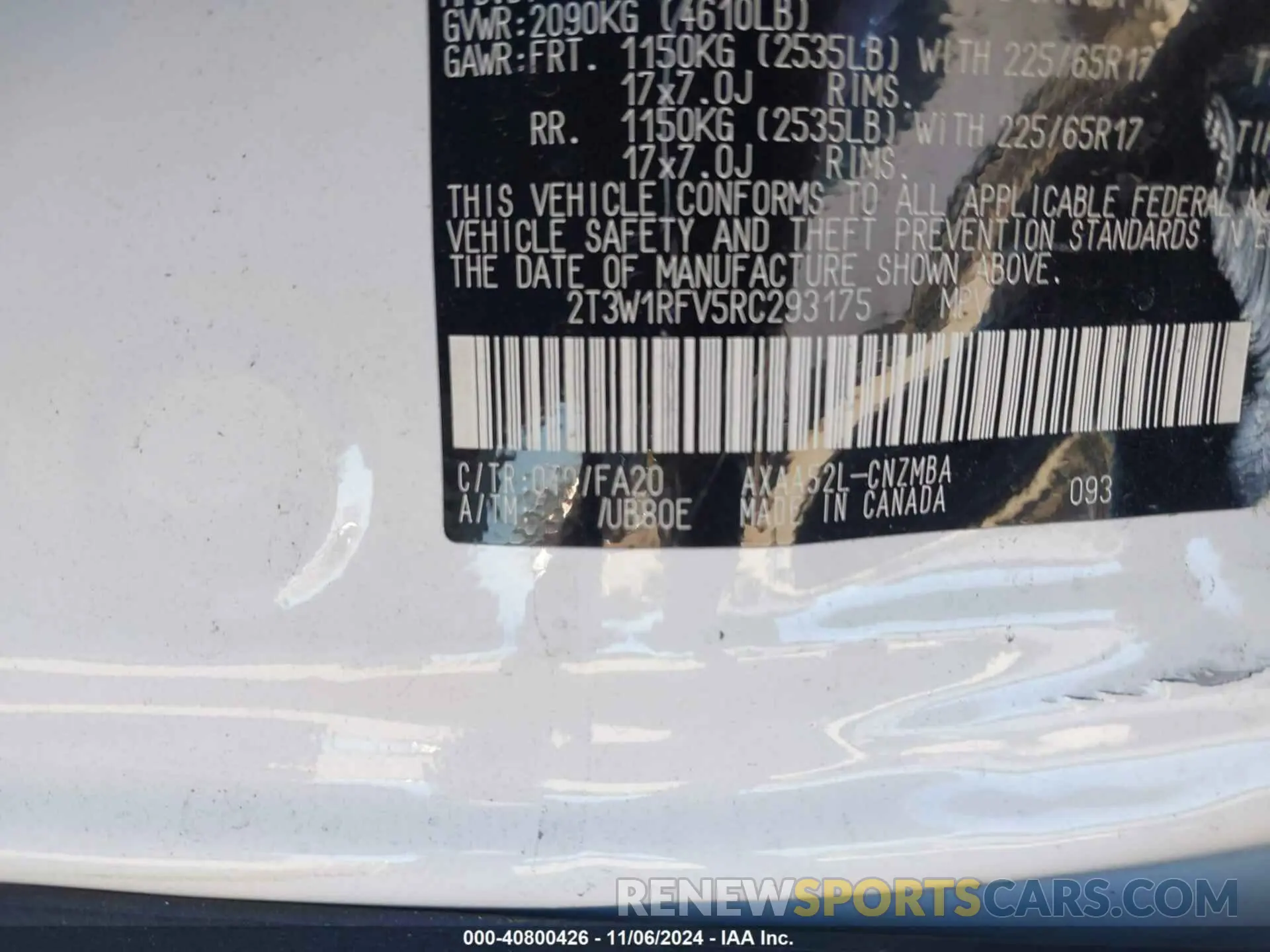 9 Photograph of a damaged car 2T3W1RFV5RC293175 TOYOTA RAV4 2024
