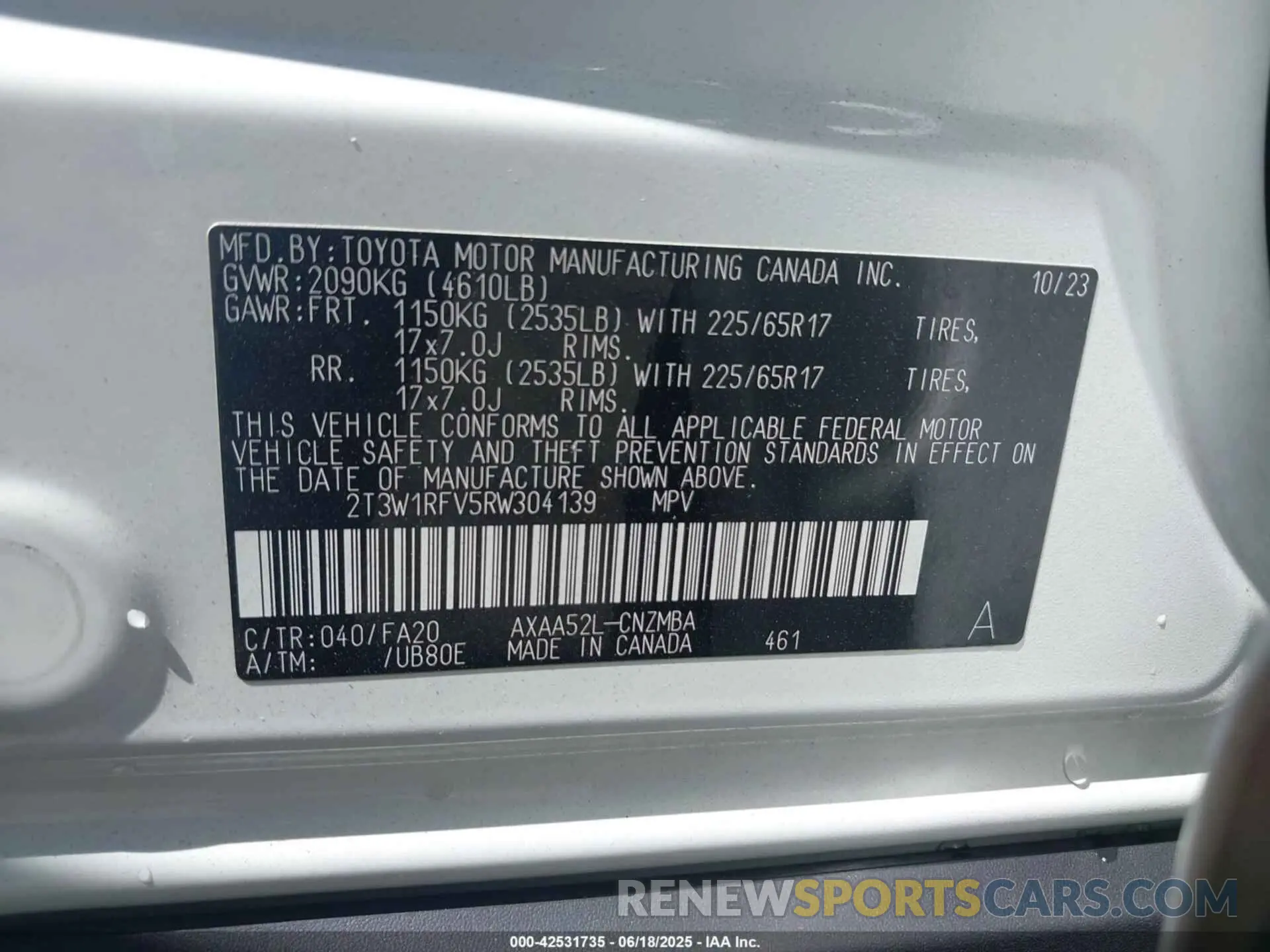 9 Photograph of a damaged car 2T3W1RFV5RW304139 TOYOTA RAV4 2024