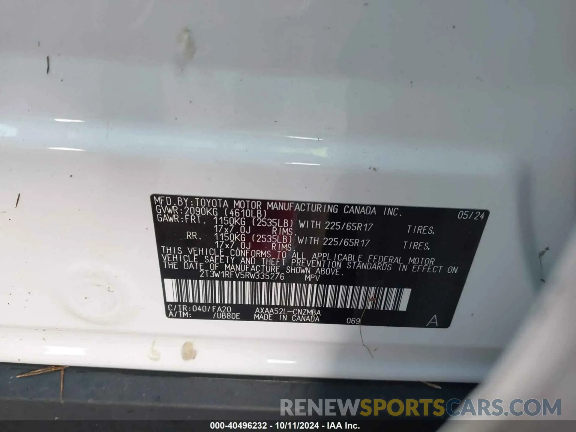 9 Photograph of a damaged car 2T3W1RFV5RW335276 TOYOTA RAV4 2024
