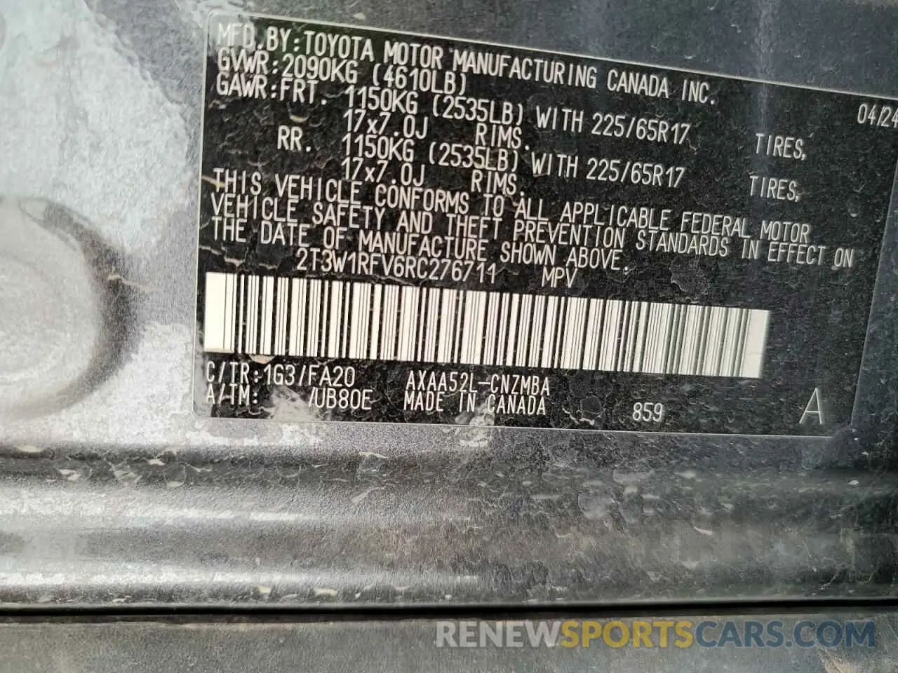 14 Photograph of a damaged car 2T3W1RFV6RC276711 TOYOTA RAV4 2024