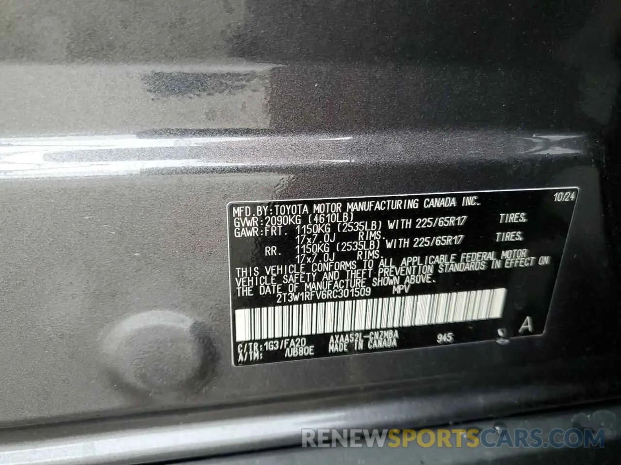 13 Photograph of a damaged car 2T3W1RFV6RC301509 TOYOTA RAV4 2024
