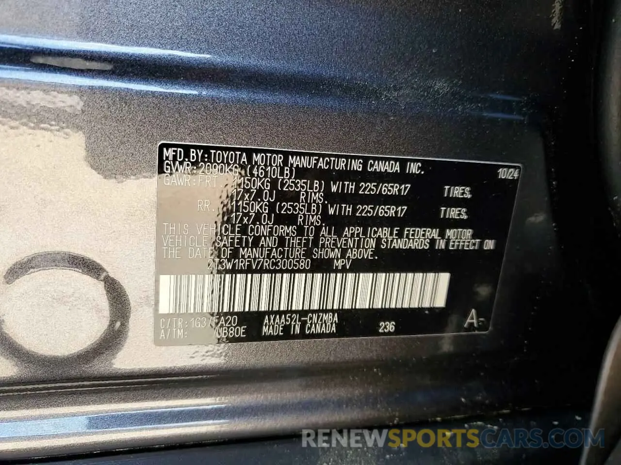 12 Photograph of a damaged car 2T3W1RFV7RC300580 TOYOTA RAV4 2024