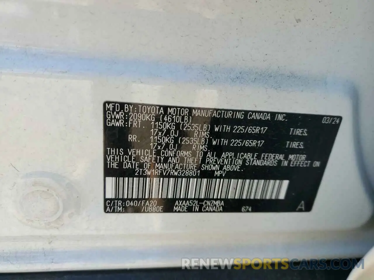 14 Photograph of a damaged car 2T3W1RFV7RW328801 TOYOTA RAV4 2024