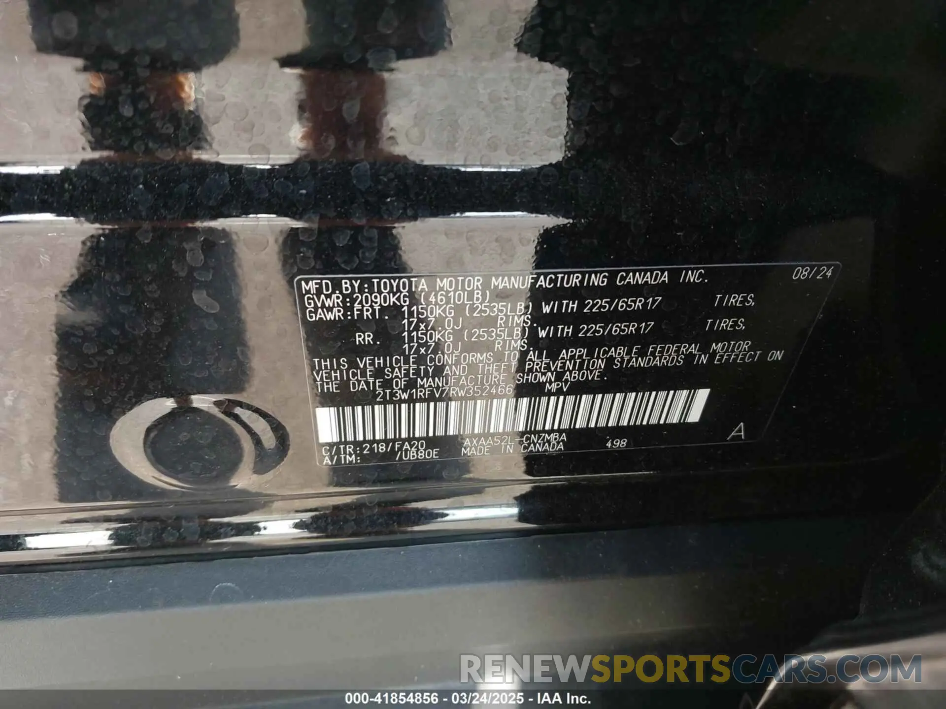 9 Photograph of a damaged car 2T3W1RFV7RW352466 TOYOTA RAV4 2024