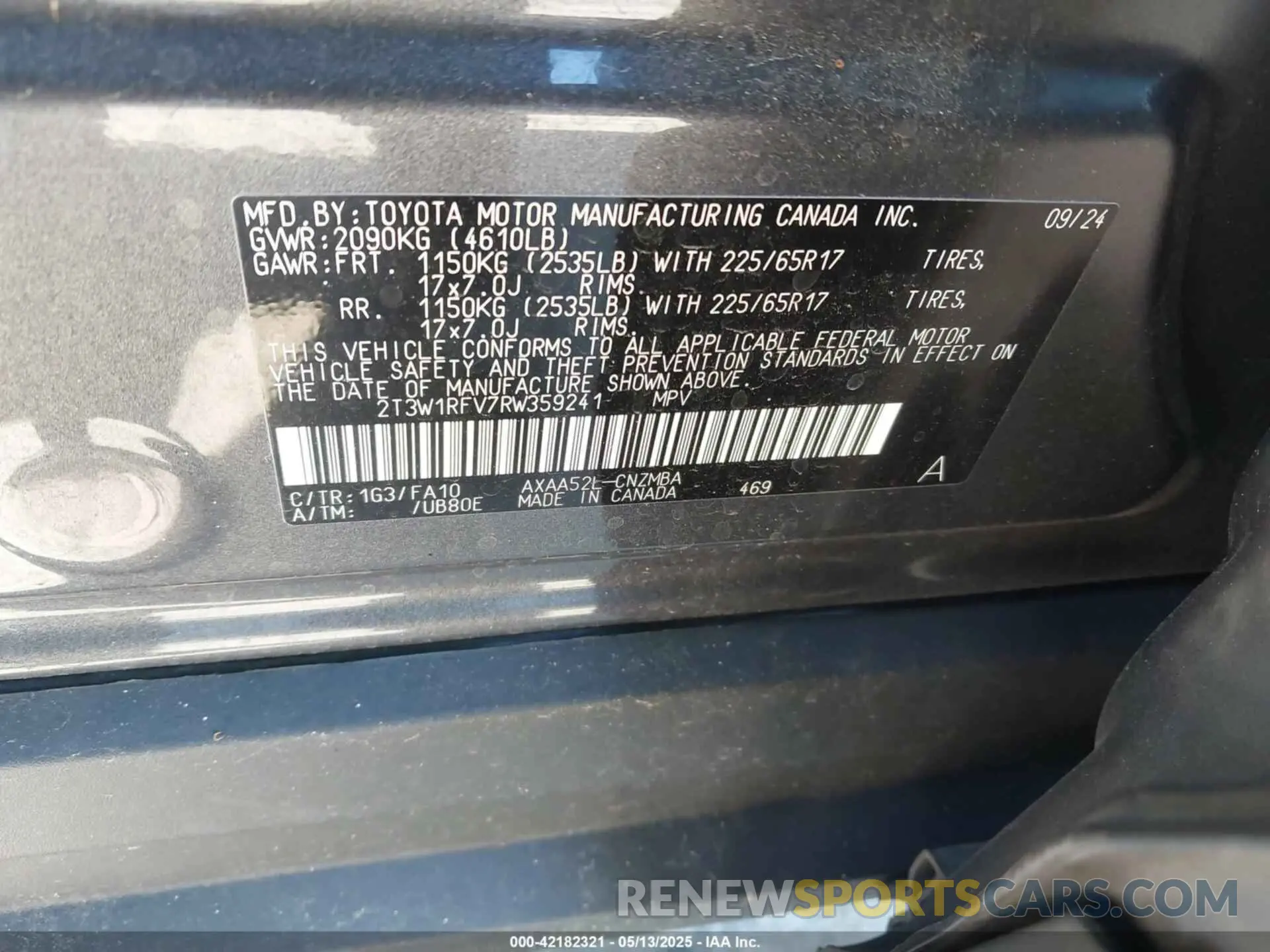 9 Photograph of a damaged car 2T3W1RFV7RW359241 TOYOTA RAV4 2024