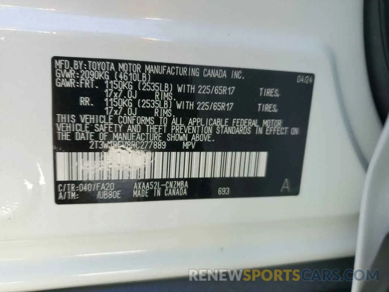 14 Photograph of a damaged car 2T3W1RFV8RC277889 TOYOTA RAV4 2024