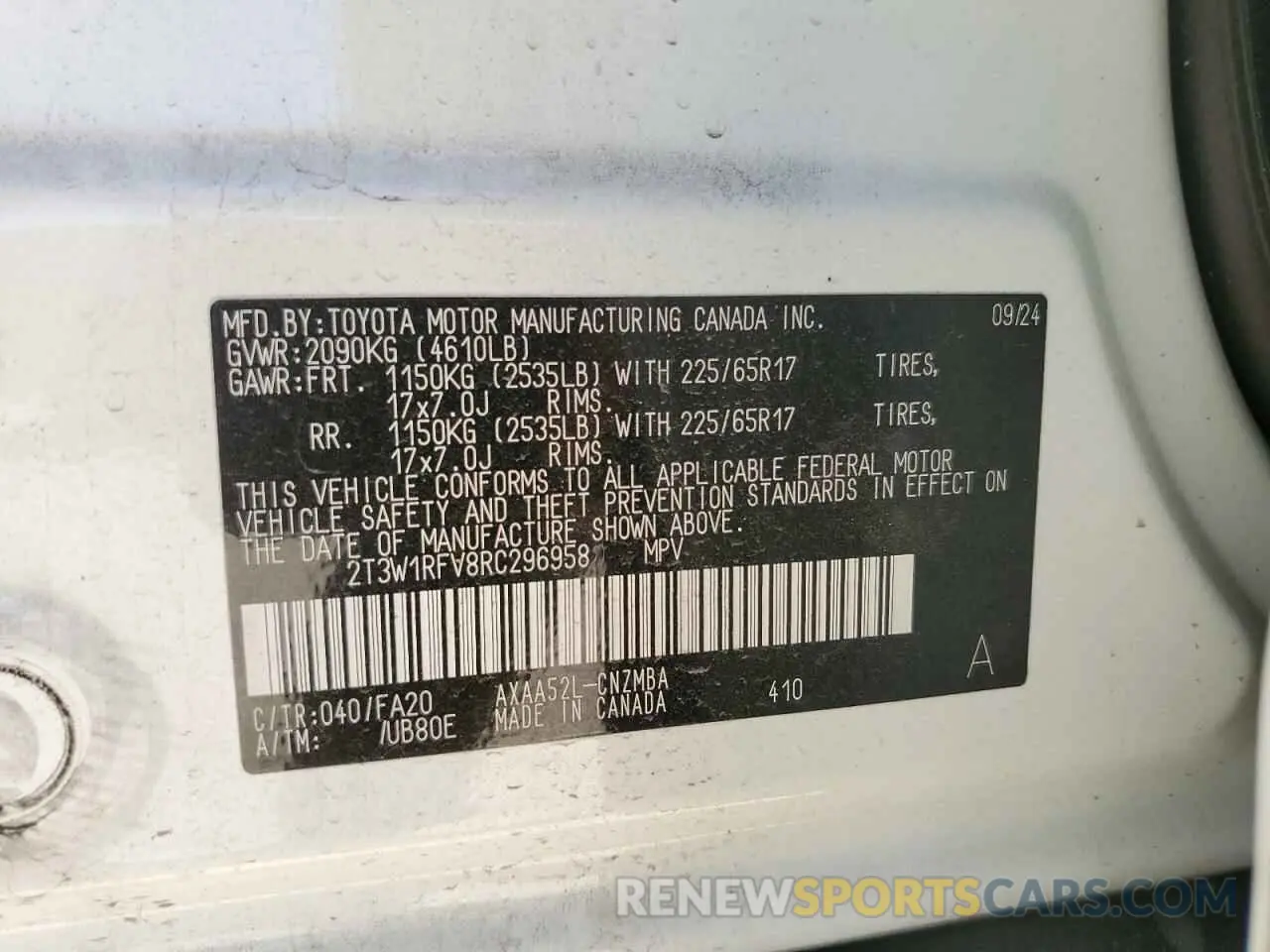 13 Photograph of a damaged car 2T3W1RFV8RC296958 TOYOTA RAV4 2024