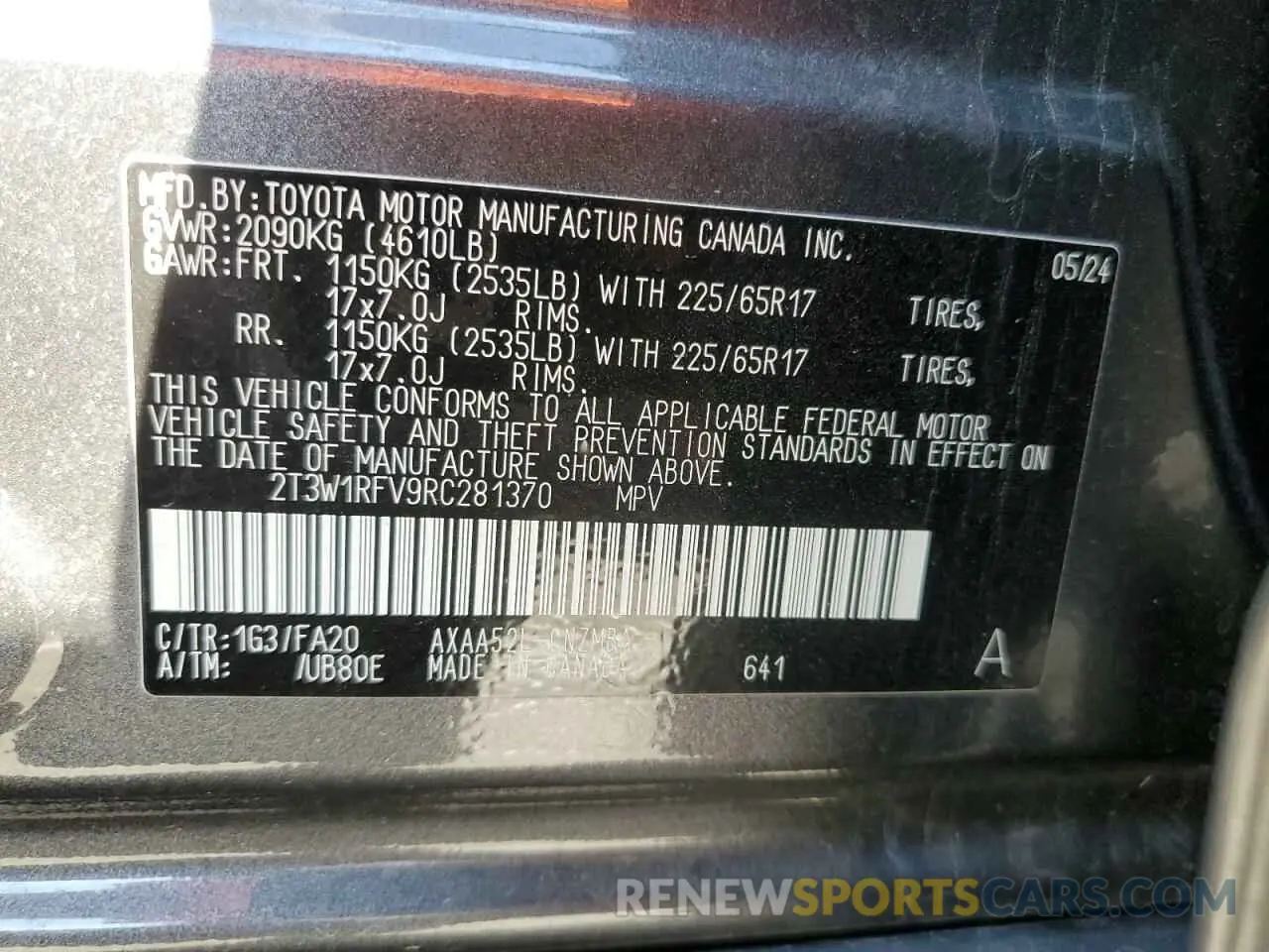 12 Photograph of a damaged car 2T3W1RFV9RC281370 TOYOTA RAV4 2024