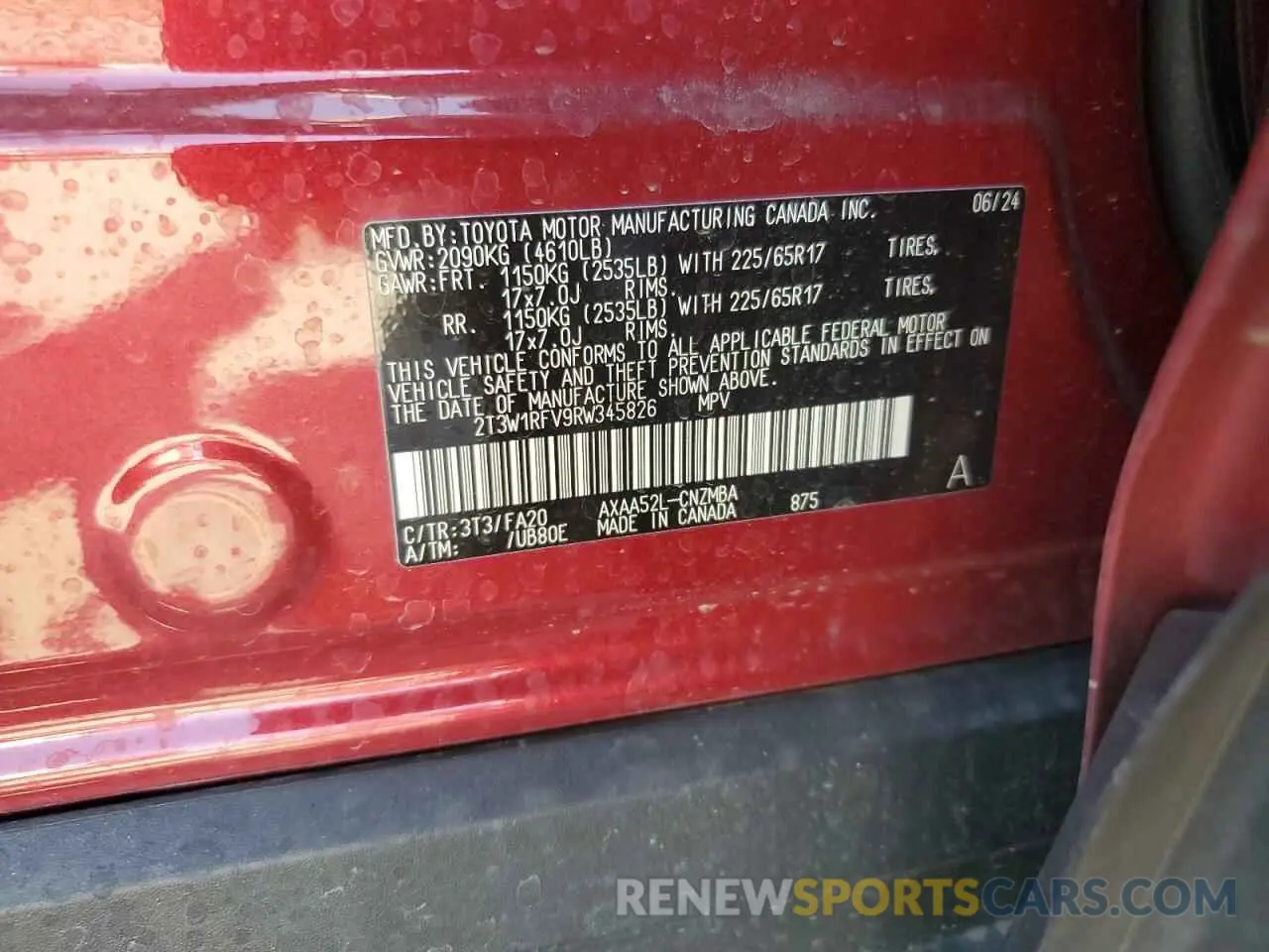 14 Photograph of a damaged car 2T3W1RFV9RW345826 TOYOTA RAV4 2024