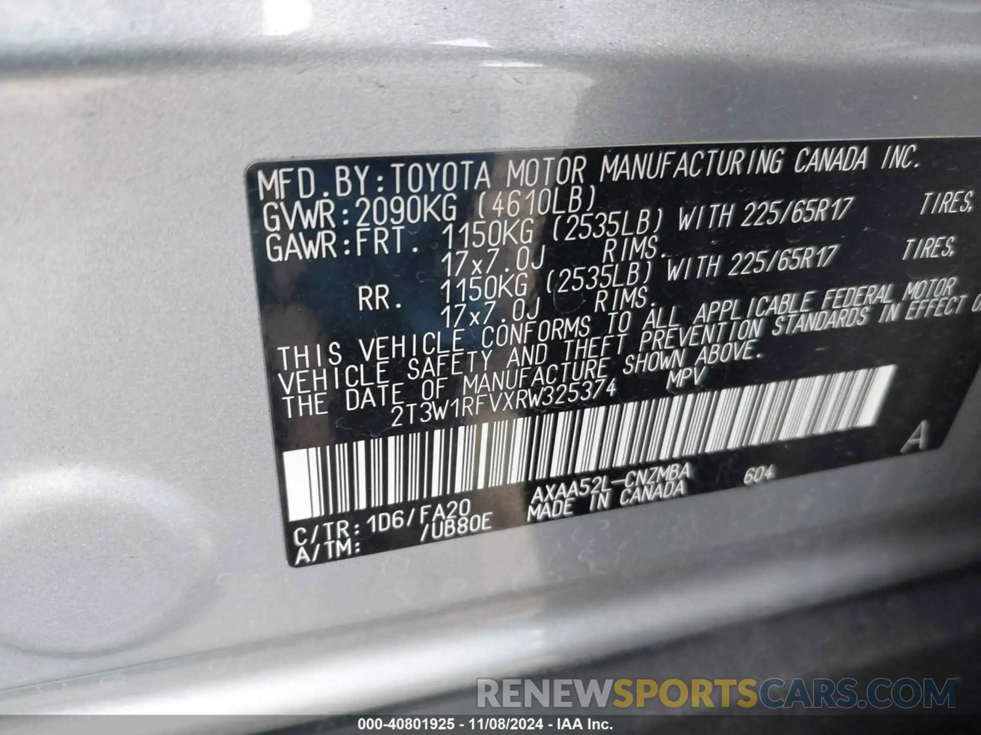 9 Photograph of a damaged car 2T3W1RFVXRW325374 TOYOTA RAV4 2024