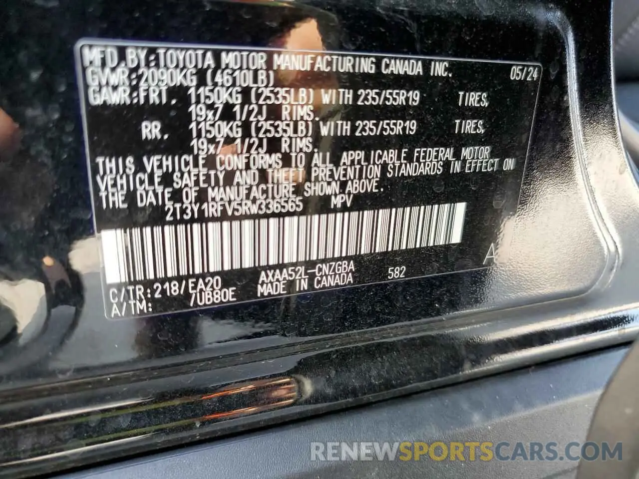 13 Photograph of a damaged car 2T3Y1RFV5RW336565 TOYOTA RAV4 2024