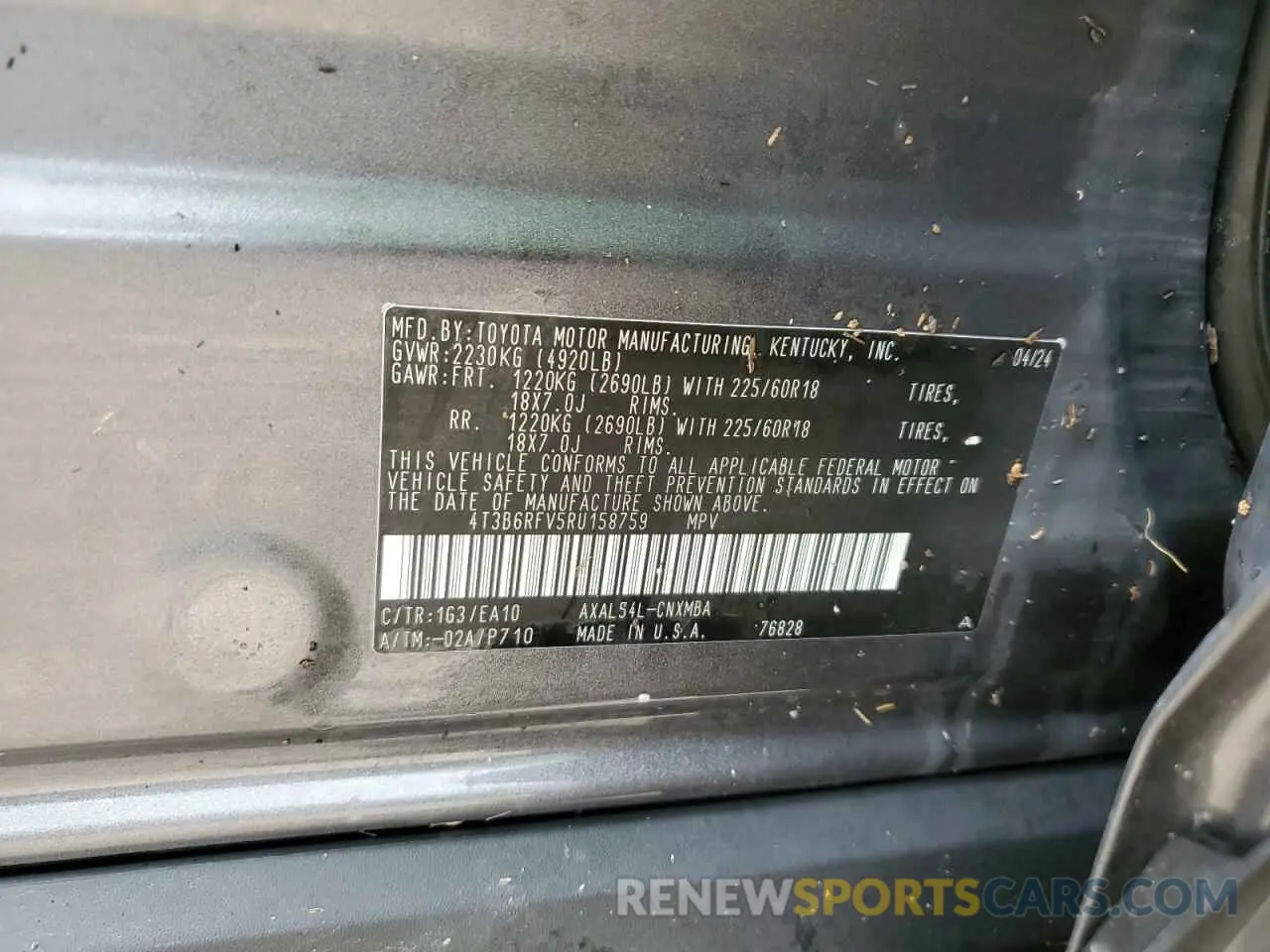14 Photograph of a damaged car 4T3B6RFV5RU158759 TOYOTA RAV4 2024